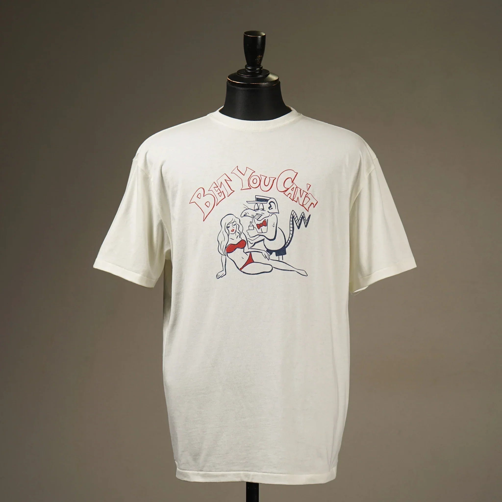 良品 WEIRDO ツートンカラー プリントTシャツ アイボリー×ネイビー XL 良品 WEIRDO ツートンカラー プリントTシャツ アイボリー