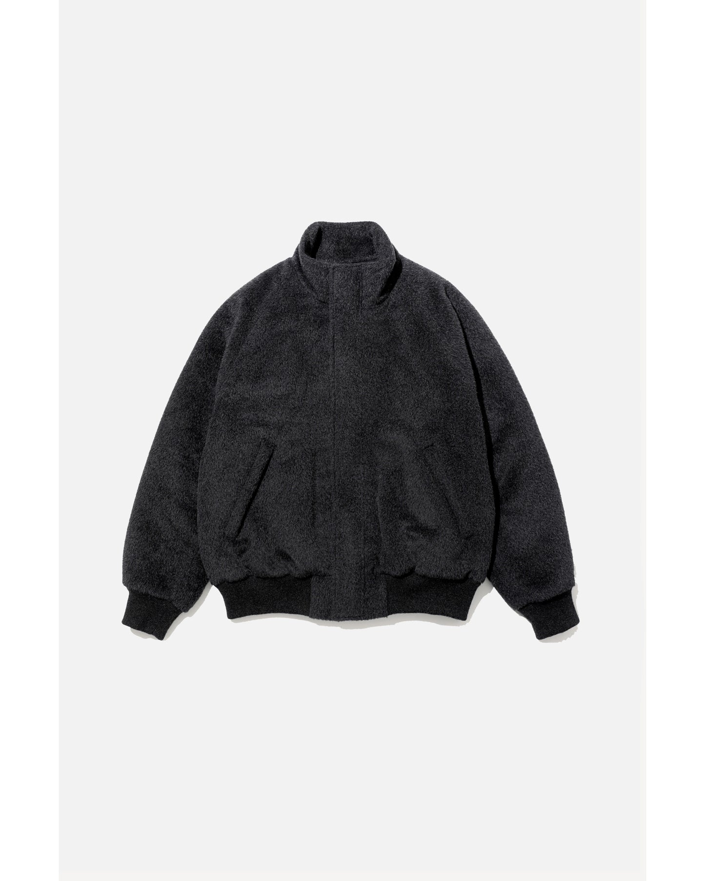 Baby Alpaca Beaver Cloth Jacket CHARCOAL