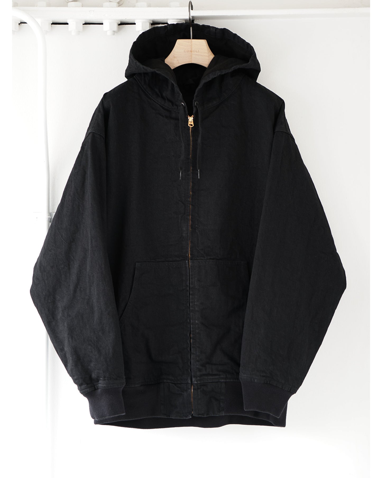 ブラックデニム ジップパーカ BLACK