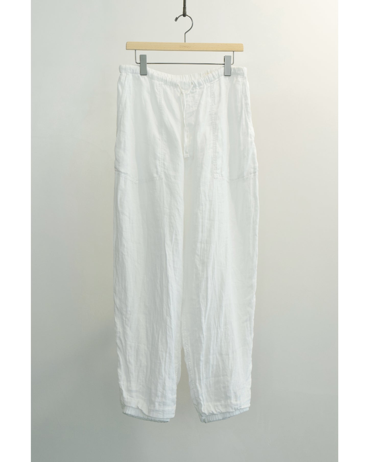 リネンWクロス ドローストリングパンツ WHITE