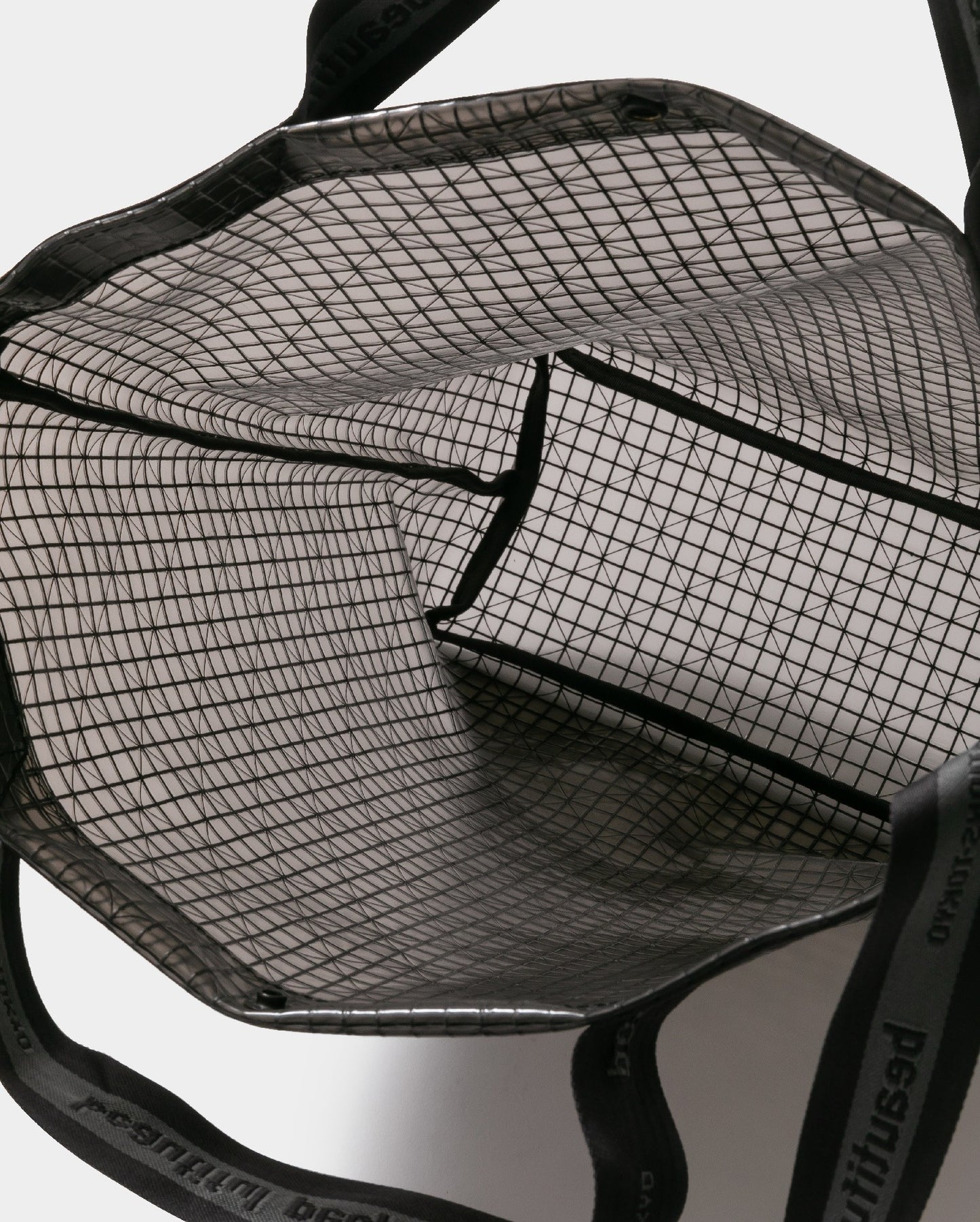 plaid vinyl logo tape shoulder bag