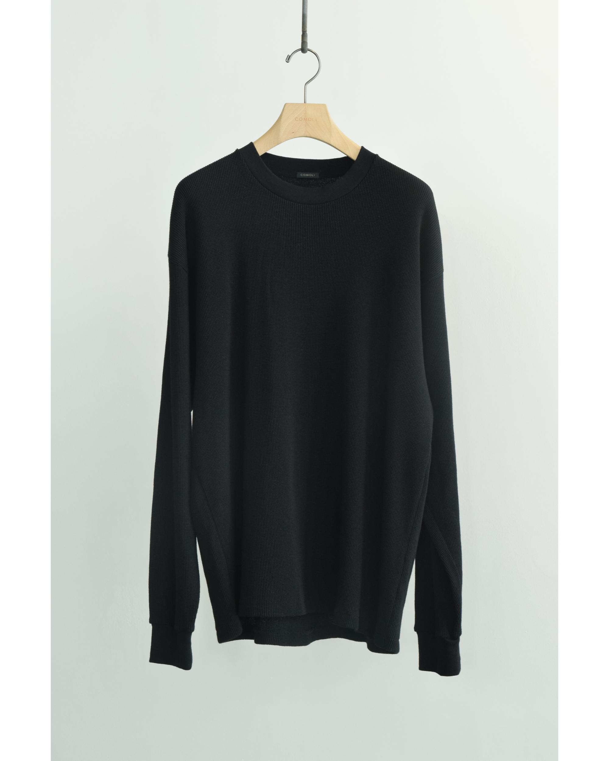 COMOLI ブラック 長袖カットソー ワッフル ロンT サイズ2 コットンワッフル 長袖Tシャツ BLACK – TIME AFTER TIME