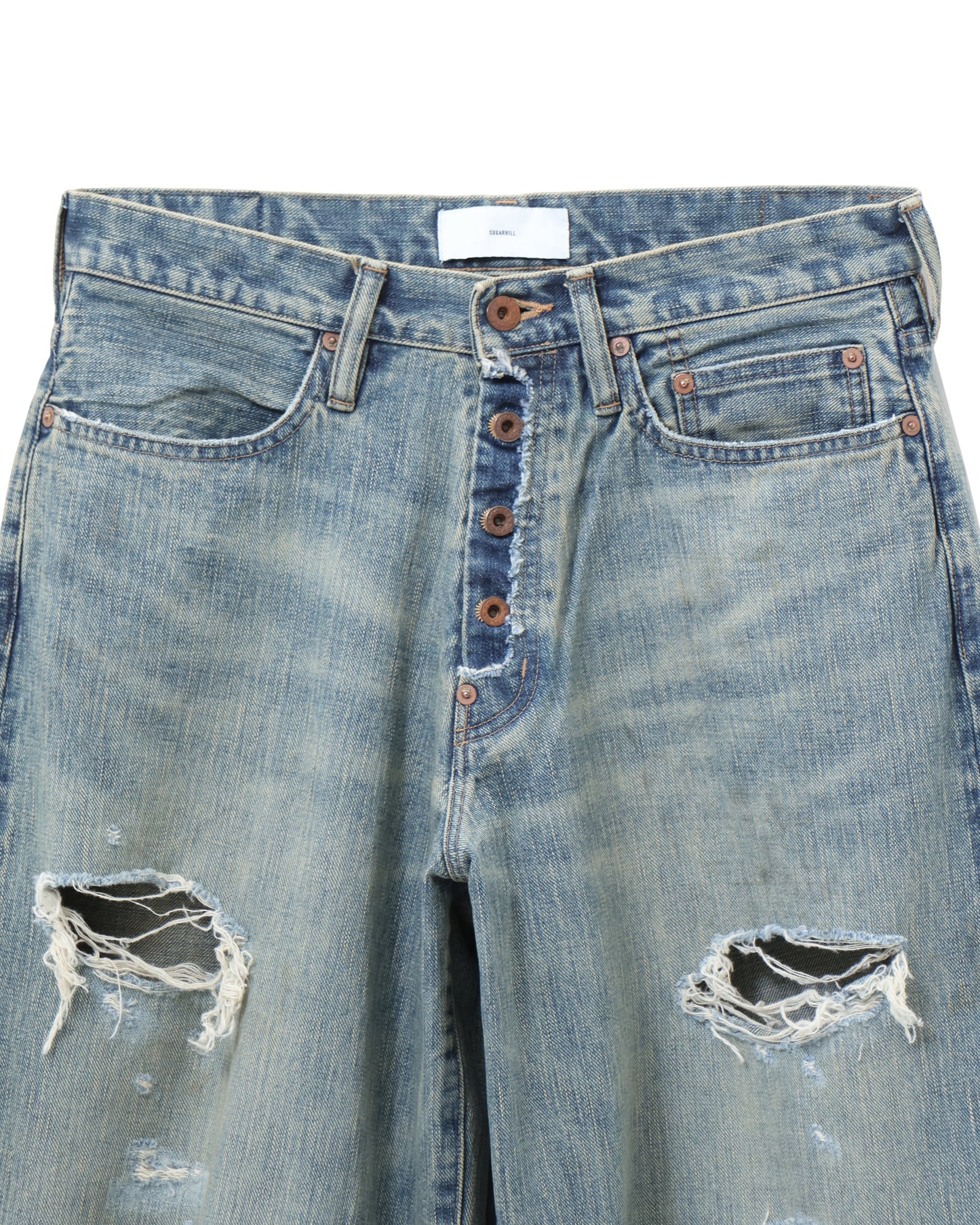 DAMAGED MODERN DENIM PANTS WIDE CUT