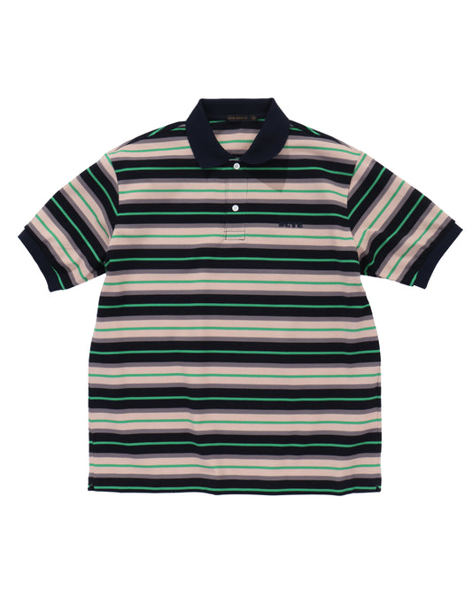 Striped Cotton Piquet Polo Shirt DARK NAVY