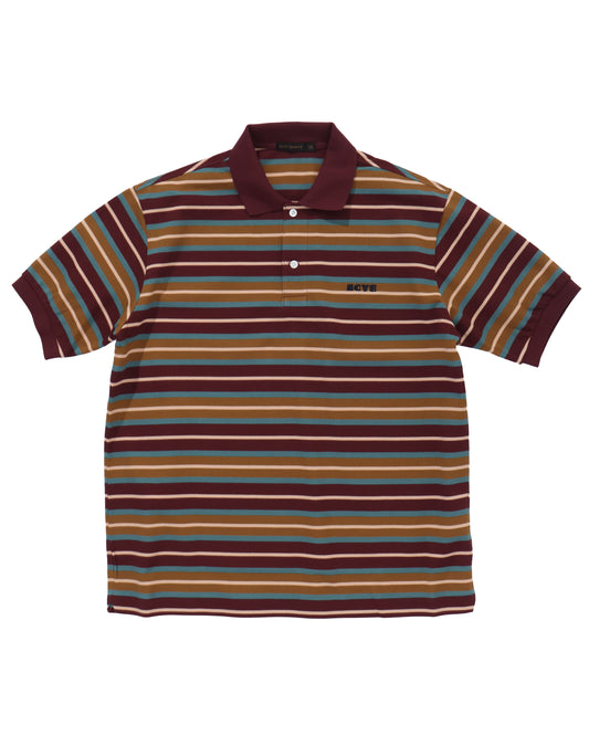 Striped Cotton Piquet Polo Shirt BURGUNDY