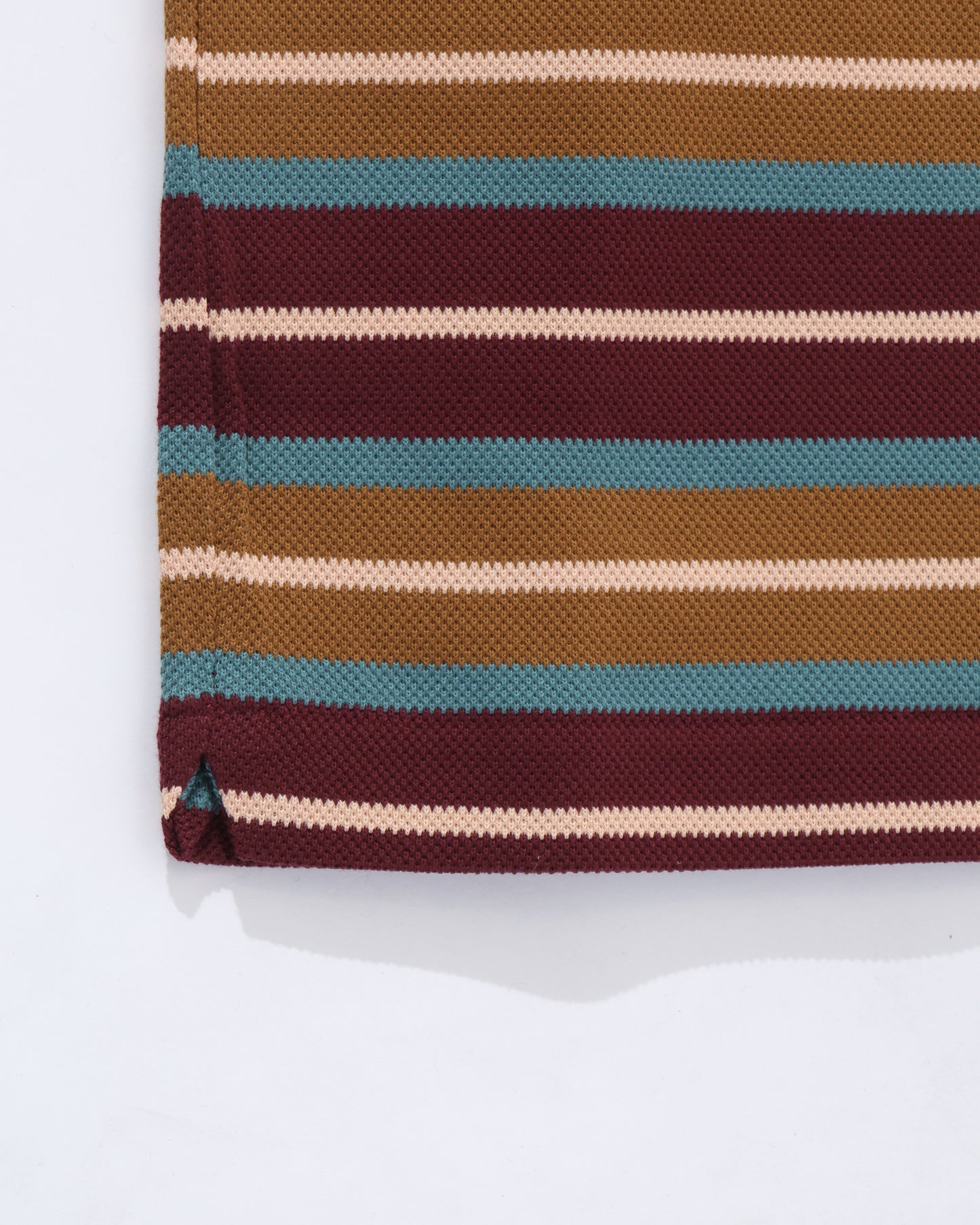 Striped Cotton Piquet Polo Shirt BURGUNDY