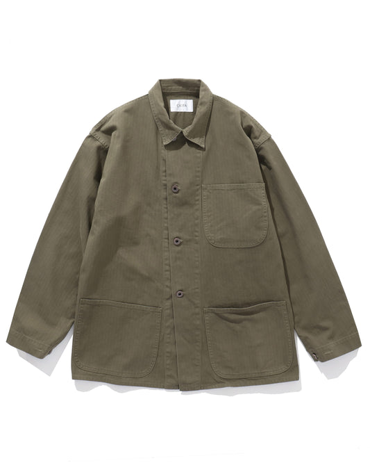 40s USMC P-47 HBT Jacket (Stone Wash) Dark Olive