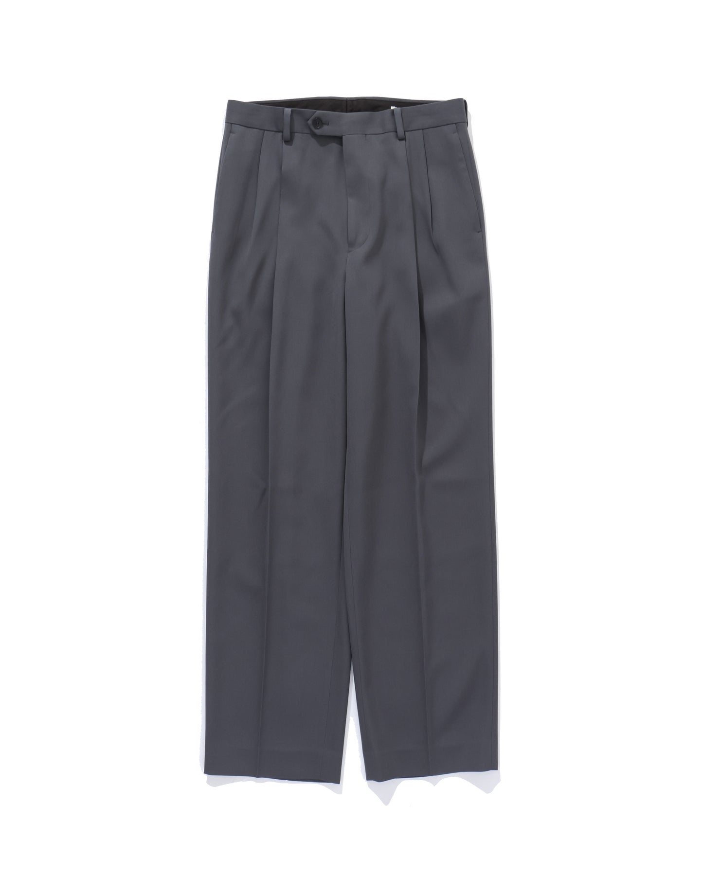 LIGHT WOOL MAX GABARDINE TWO-TUCK SLACKS DARK GRAY