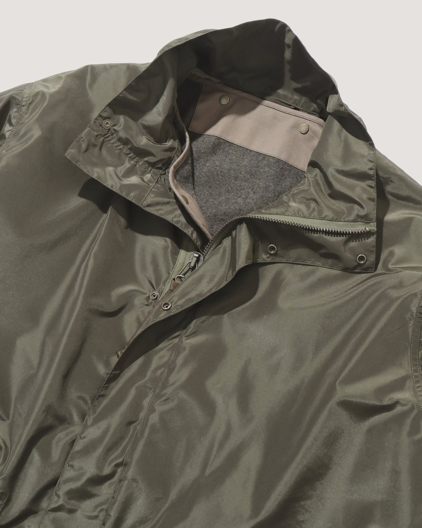 Silk Poly Mil Coat  OLIVE