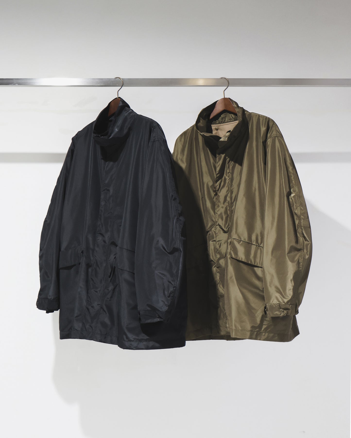 Silk Poly Mil Coat  OLIVE