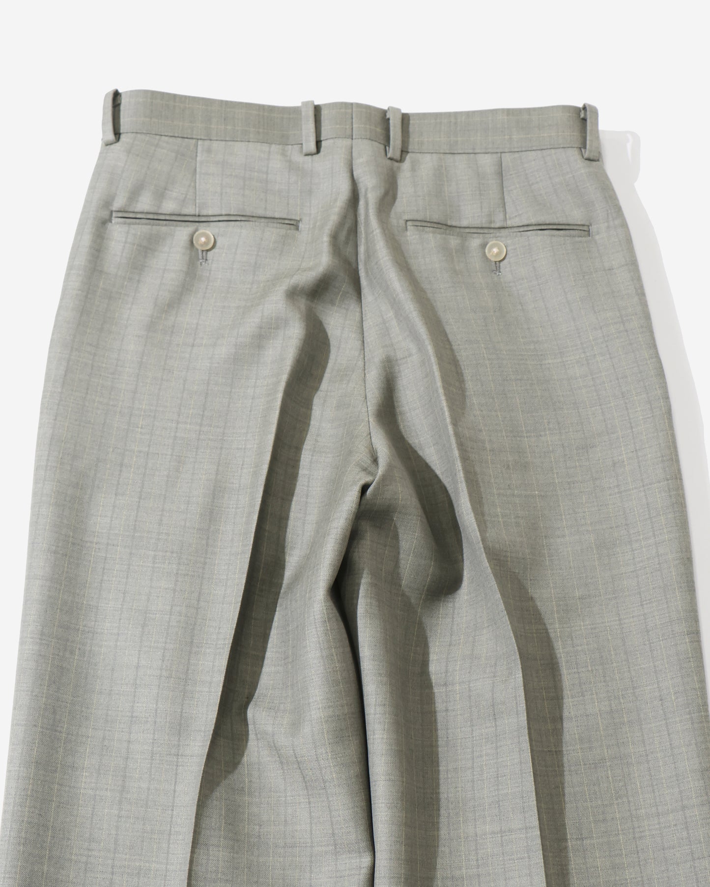 BLUEFACED WOOL TWO-TUCK SLACKS KHAKI GRAY STRIPE