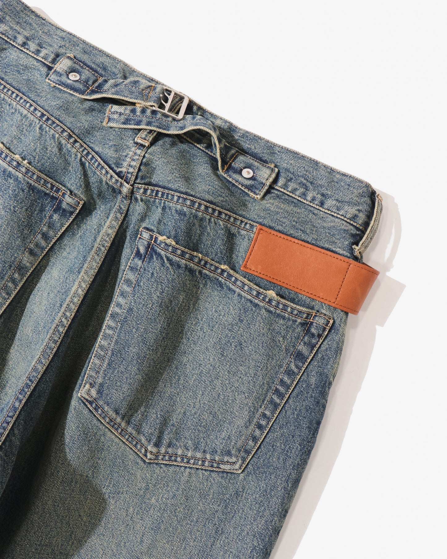 "D" Buckle Super Wide Denim Pants