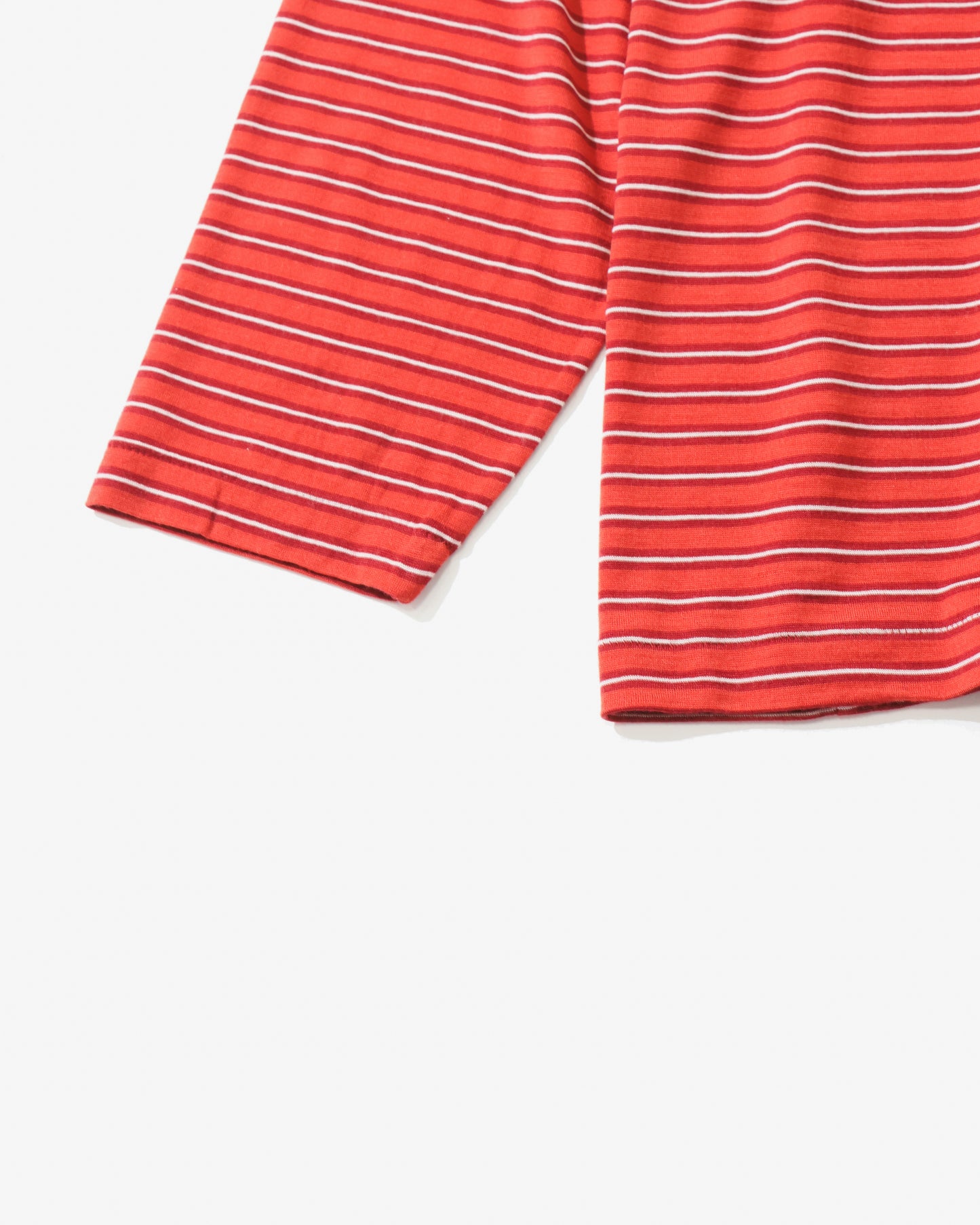 SOFT SMOOTH WOOL STRIPE JERSEY L/S TEE RED STRIPE