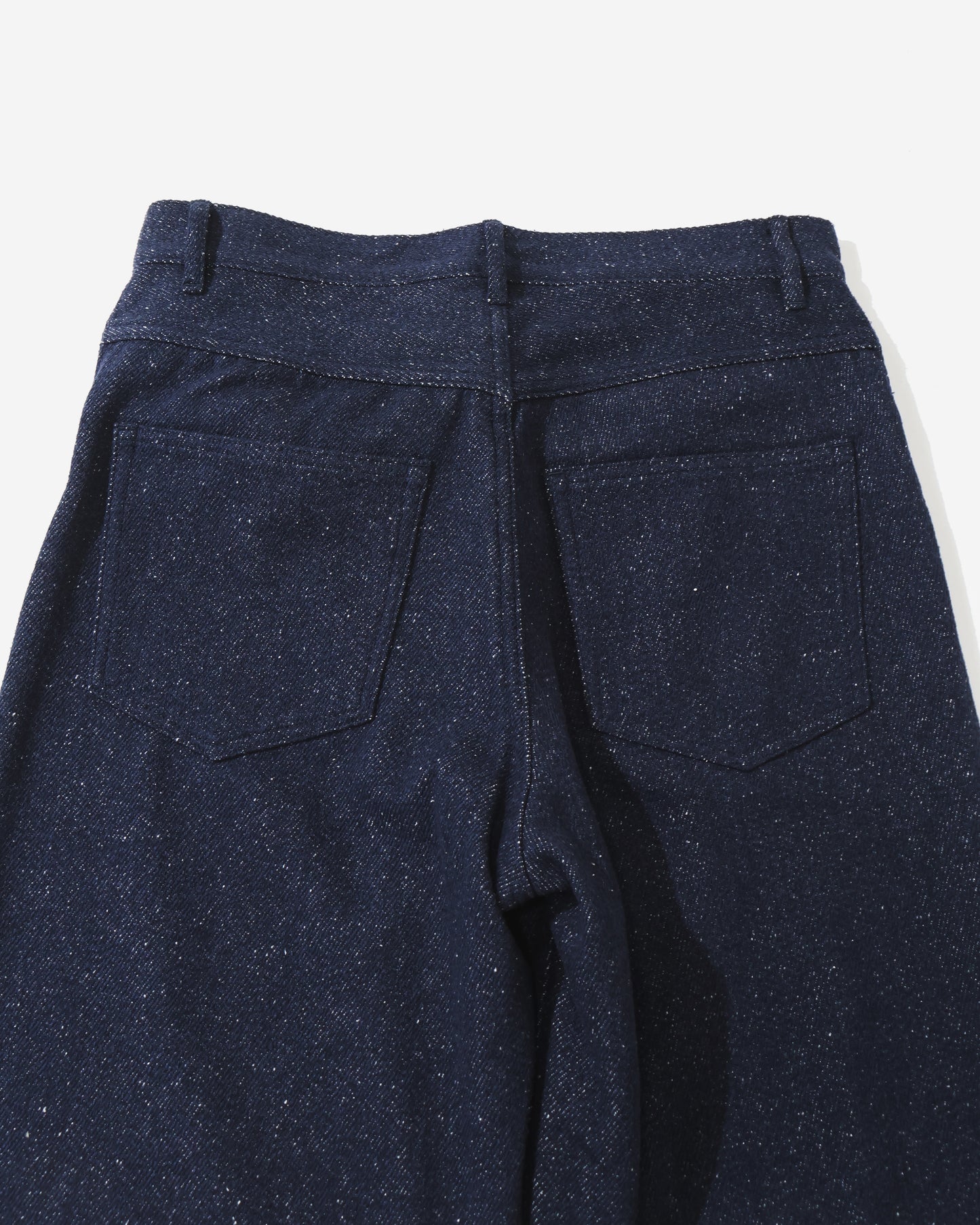 SILK NEP DENIM 5P WIDE PANTS DARK NAVY