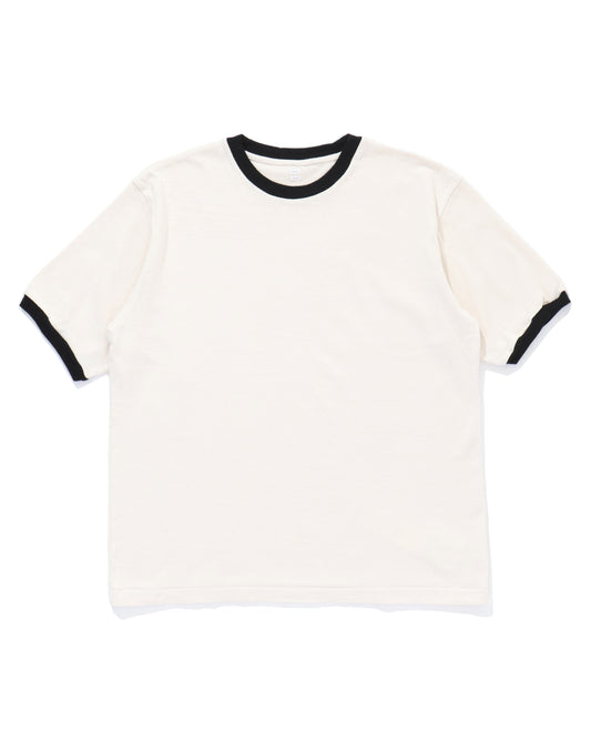 Co/Silk Nep Ringer Tee Ivory-BODY×Black