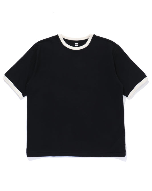 Co/Silk Nep Ringer Tee Black-BODY×Ivory