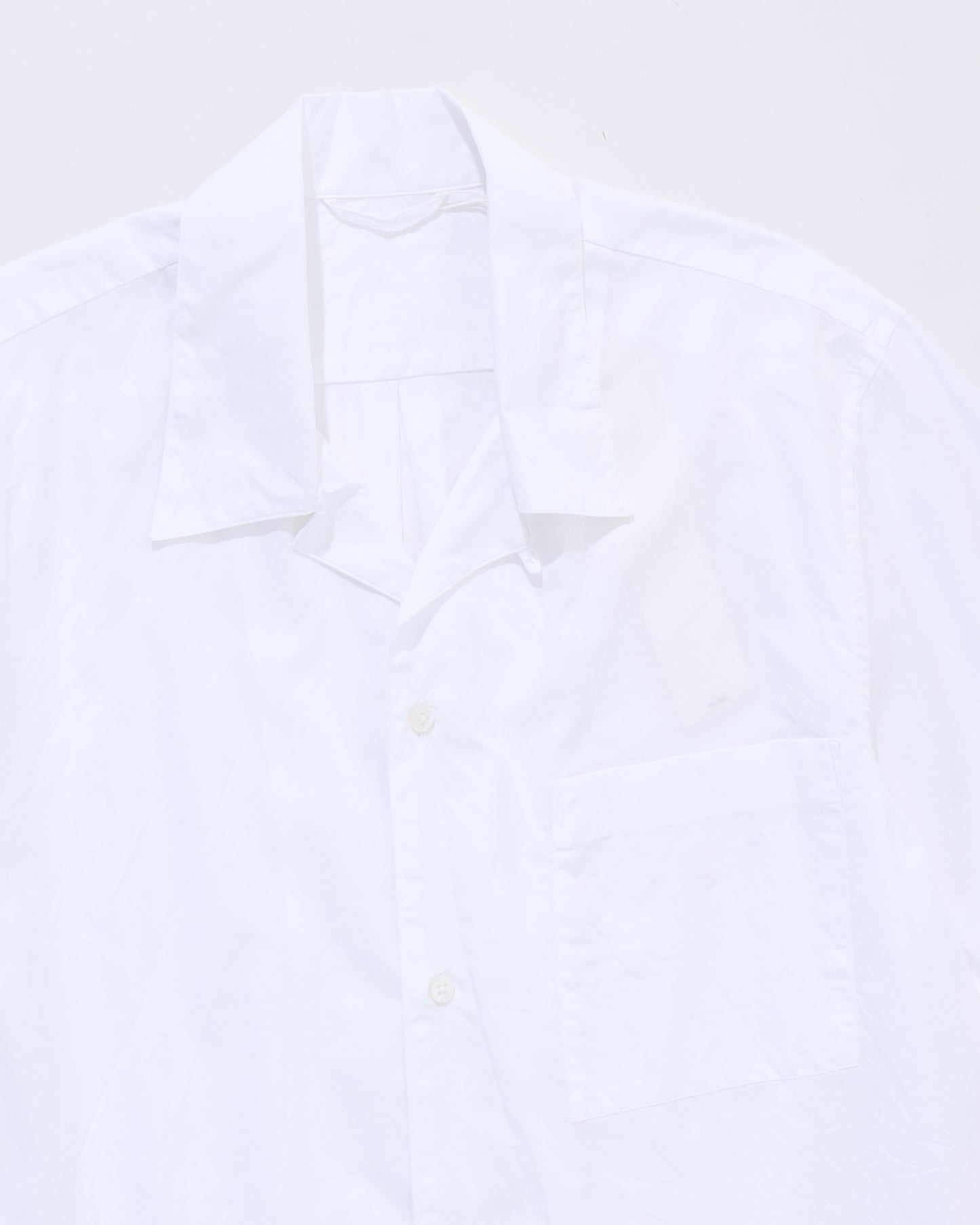 Chambray Open-Collar Shirt White