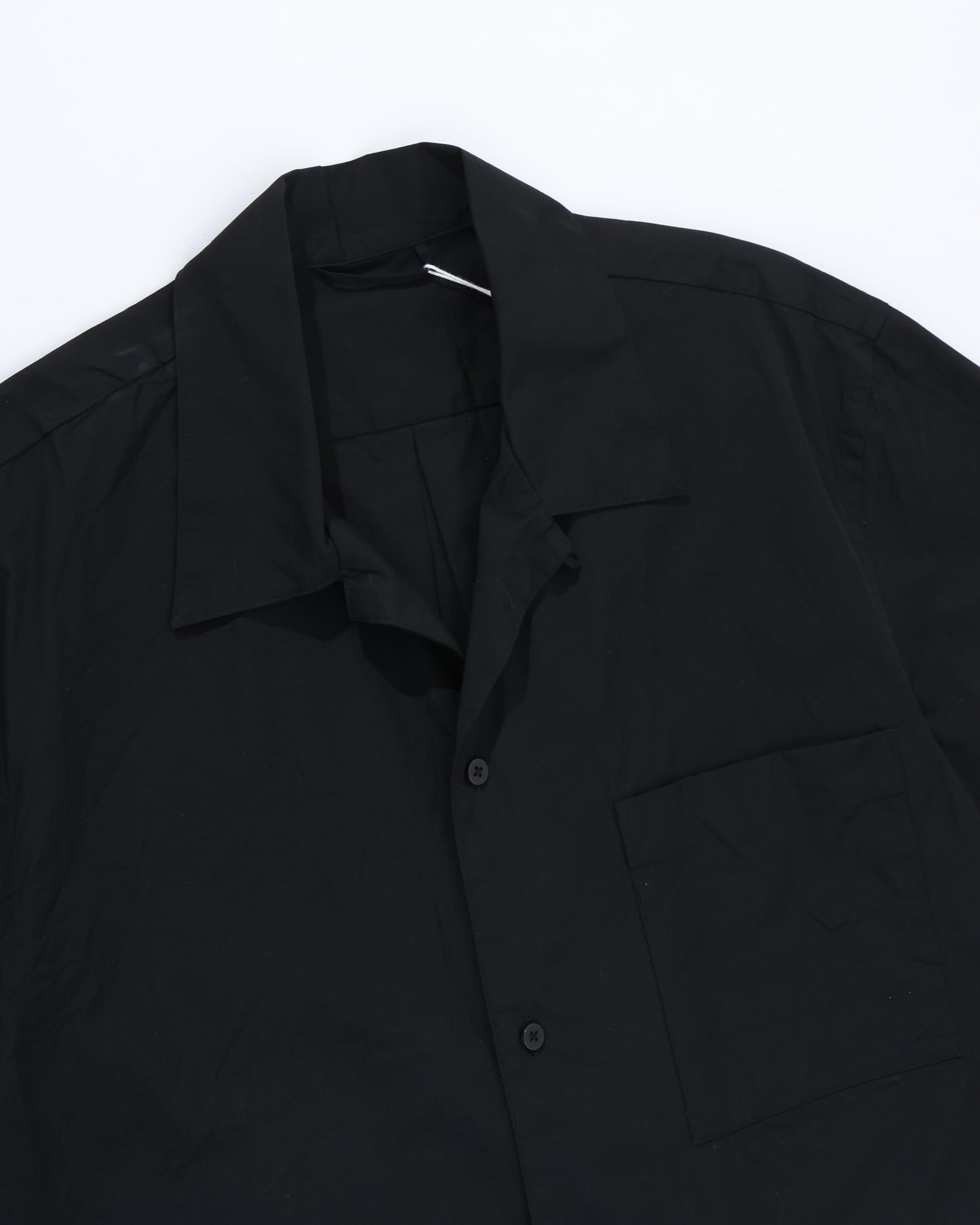 Chambray Open-Collar Shirt Black
