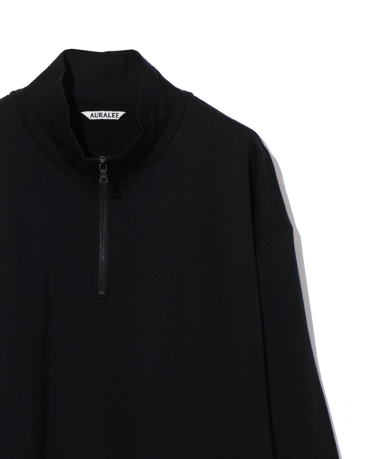LIGHT WOOL SWEAT HALF ZIP P/O BLACK