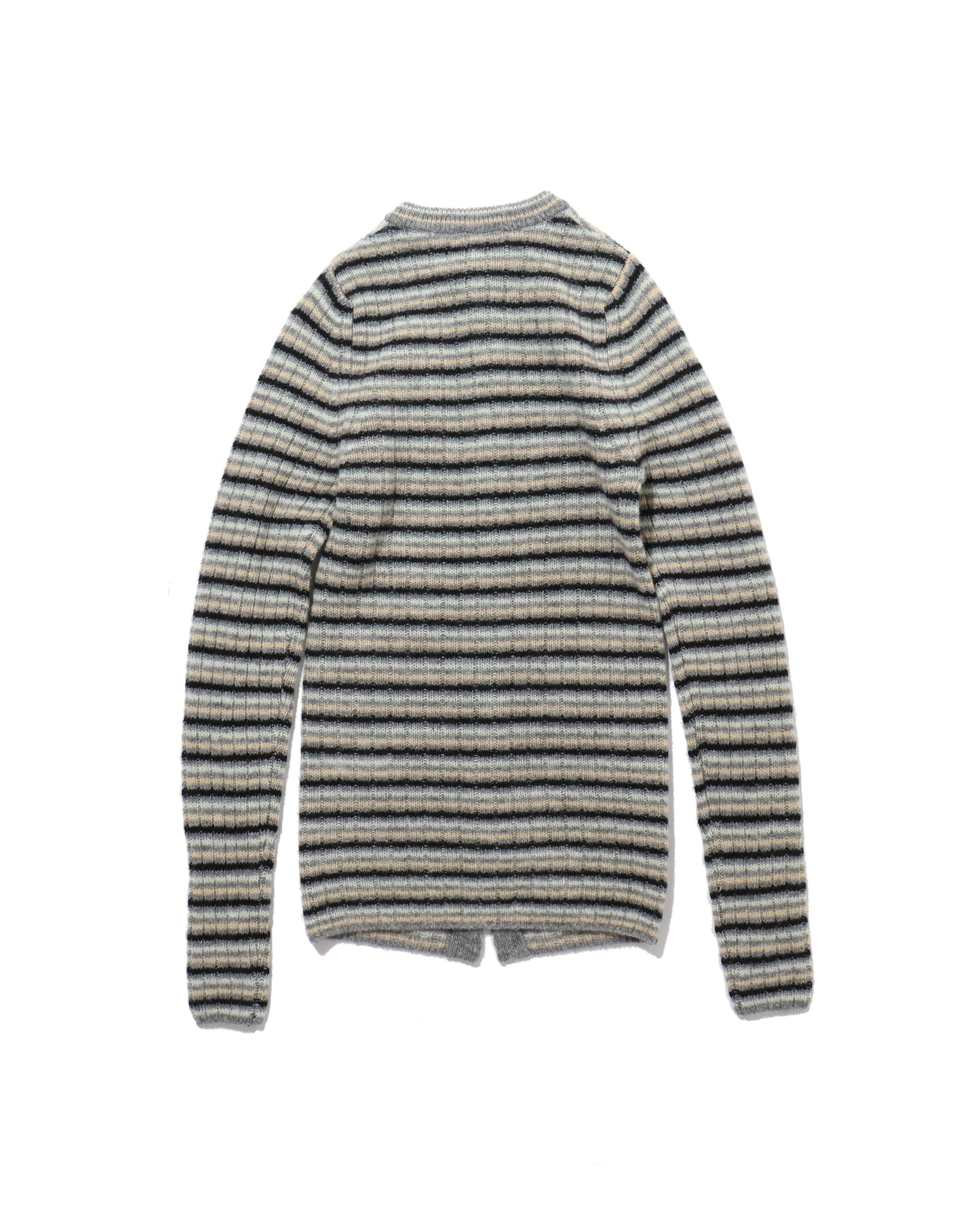 SHETLAND WOOL CASHMERE RIB KNIT CREW-NECK CARDIGAN