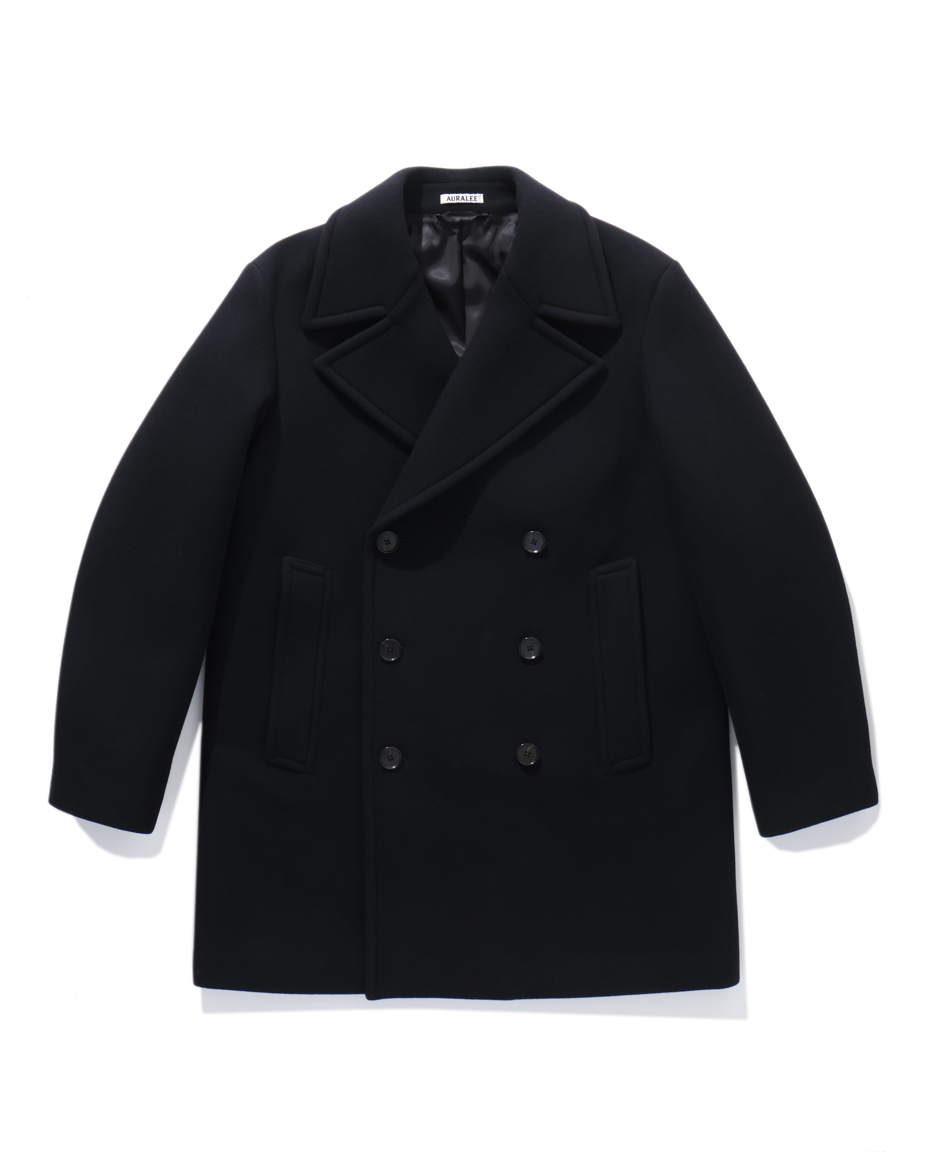 SPONGE WOOL MELTON P-COAT DARK NAVY