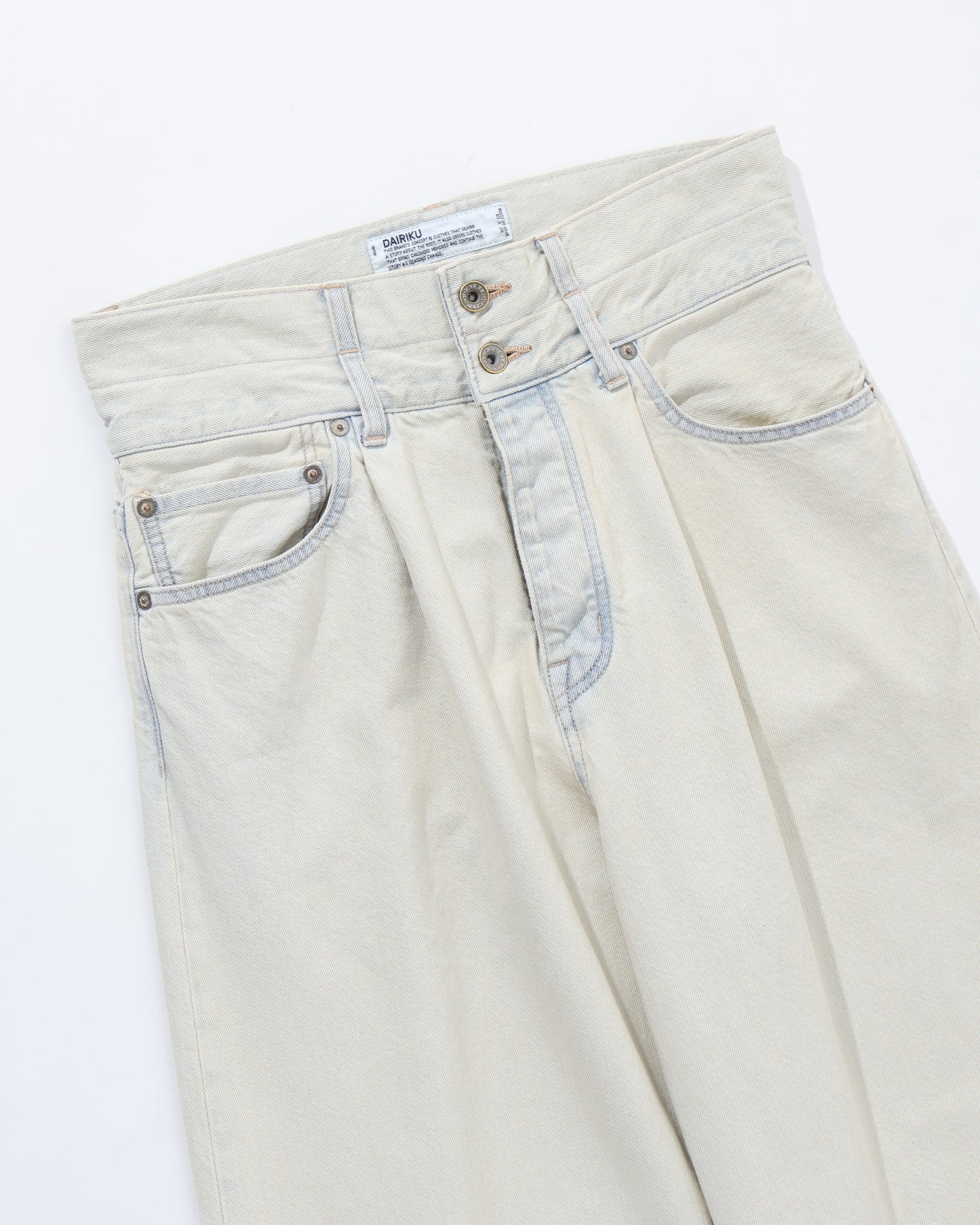 "Ice Wash" W-Velt Wide Denim Pants