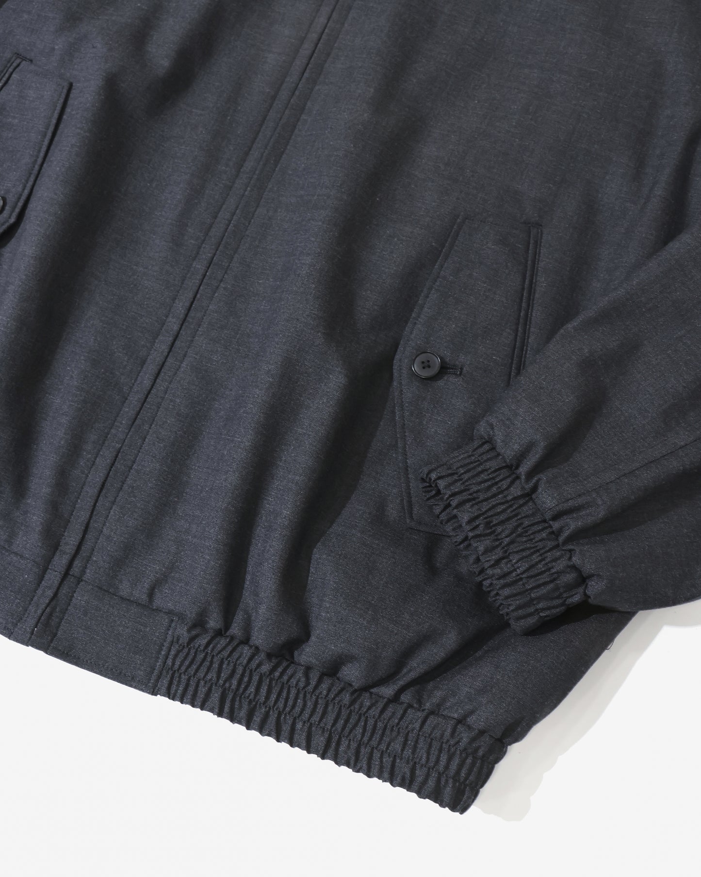 ULTRA FINE TROPICAL WOOL ZIP BLOUSON TOP CHARCOAL