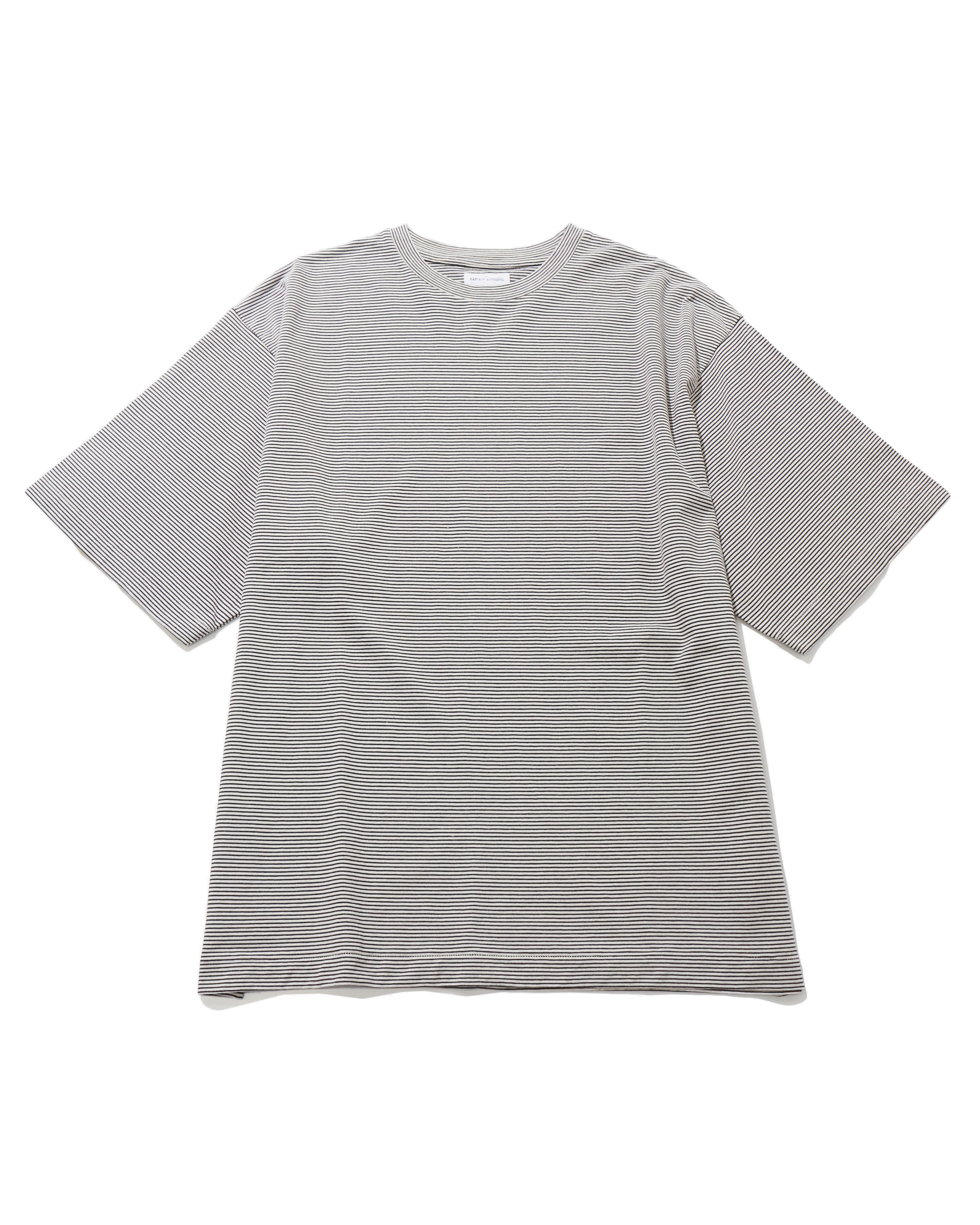 Hard Twisted Stripe Jersey Half-sleeve Tee BLACK PIN STRIPE – TIME