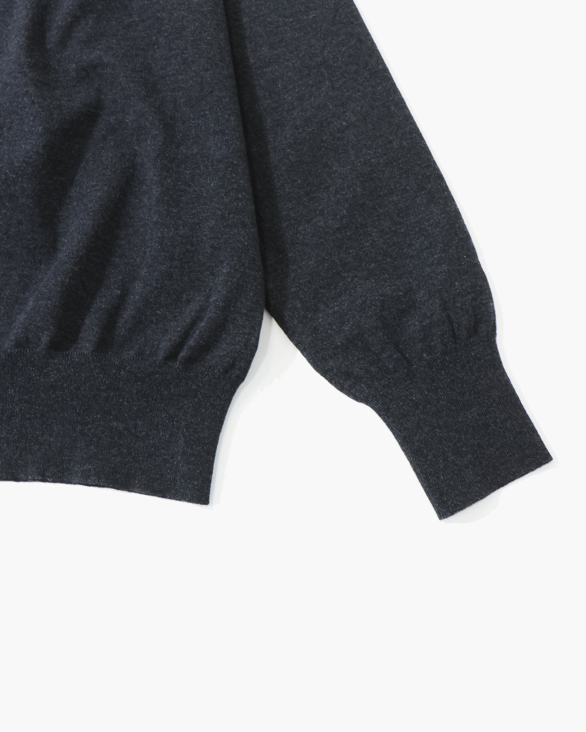 HIGH TWIST WOOL KNIT V-NECK P/O CHARCOAL