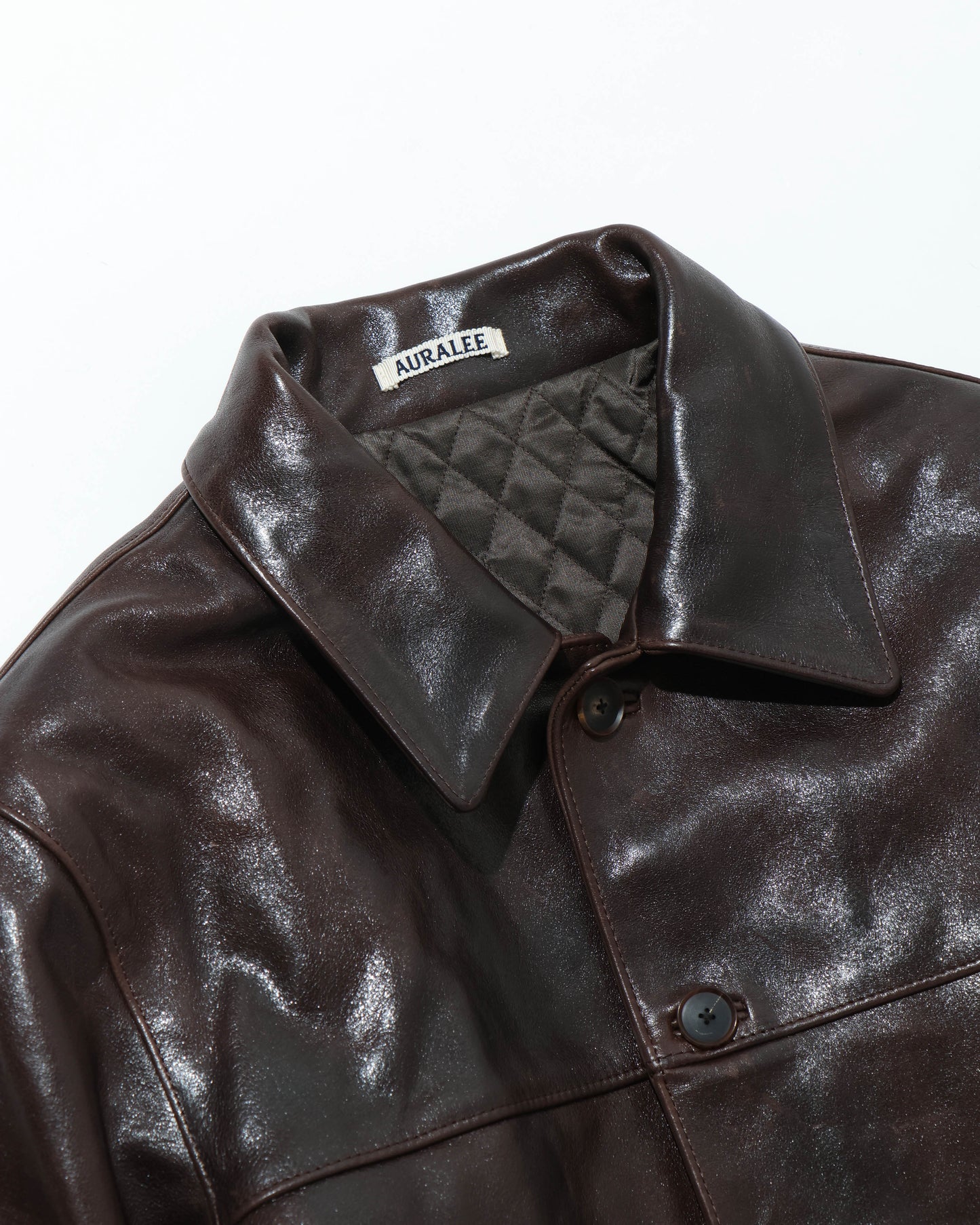 HEAVY LAMB LEATHER BLOUSON DARK BROWN