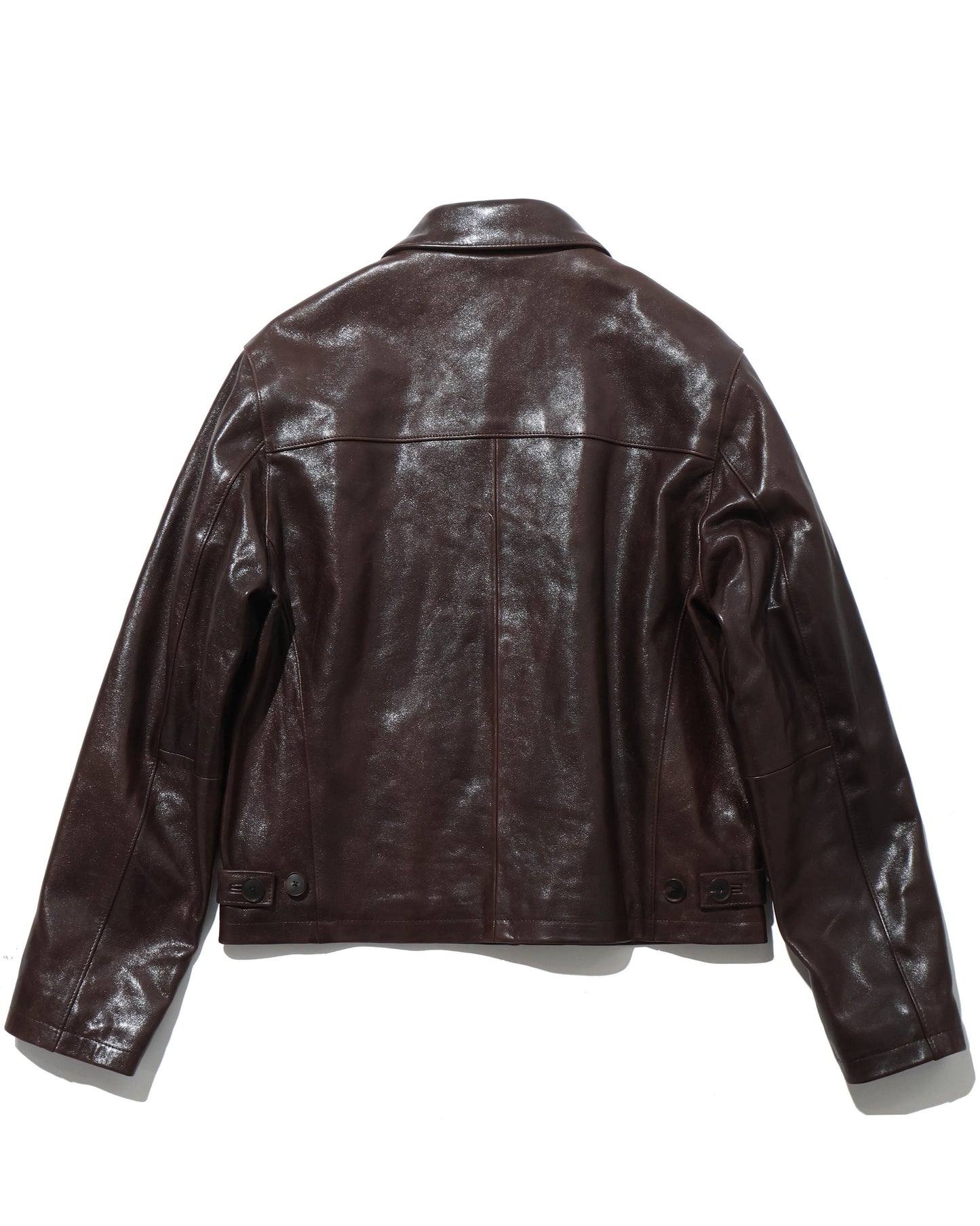 HEAVY LAMB LEATHER BLOUSON DARK BROWN