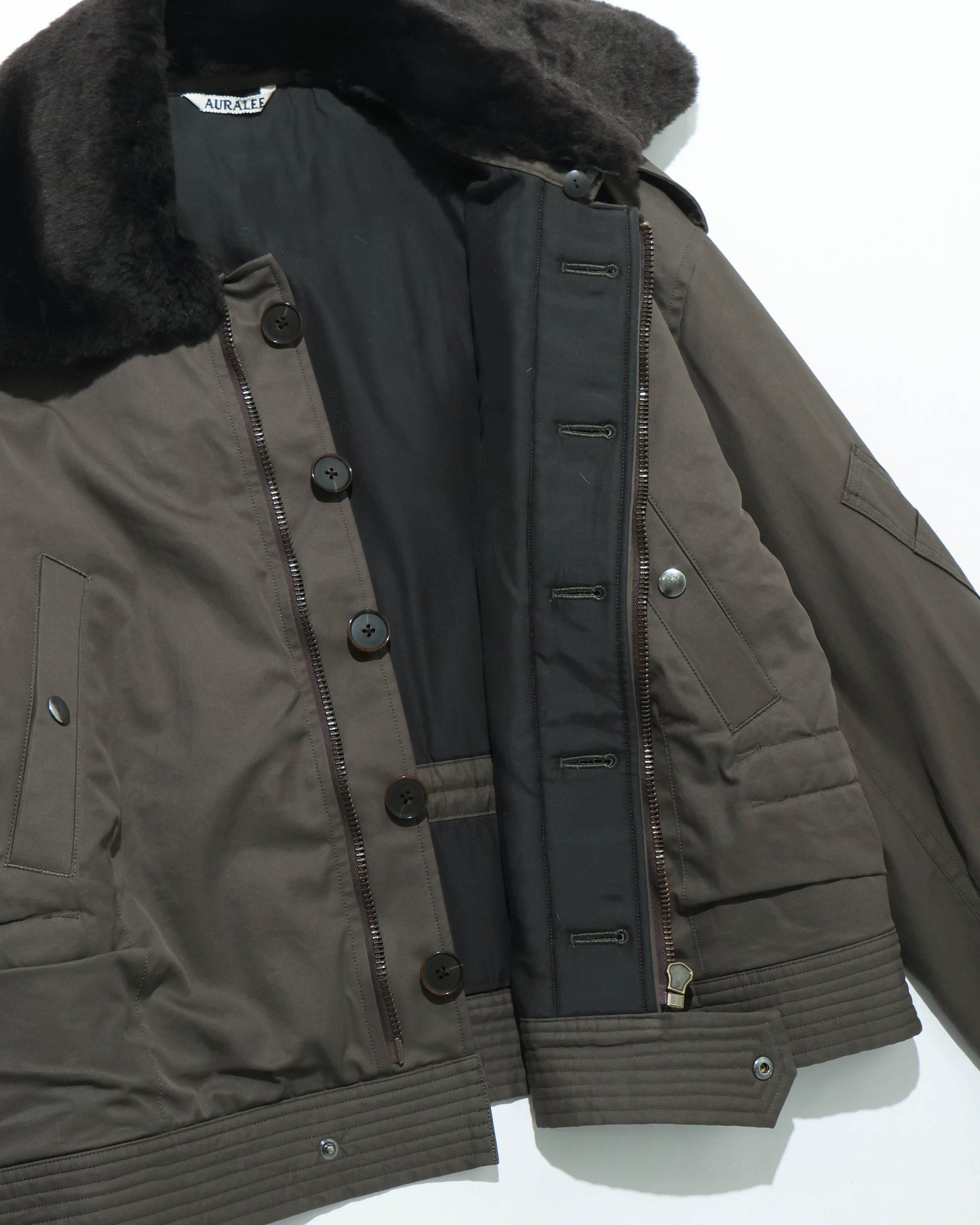 WASHED FINX COTTON GABARDINE FLIGHT BLOUSON DEEP OLIVE