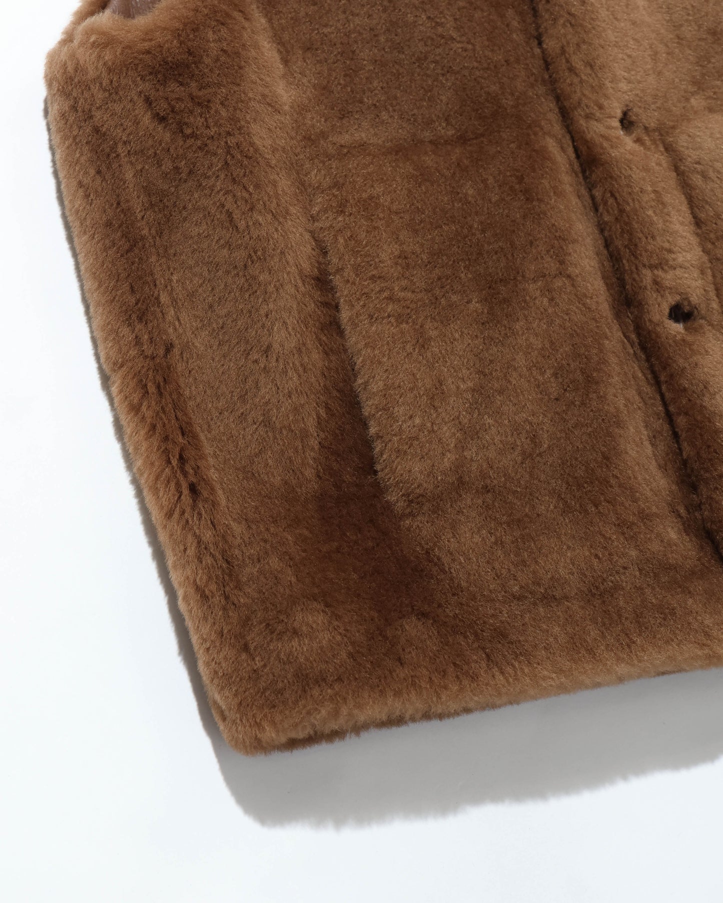 STRAIGHT MERINO MOUTON FUR VEST BROWN