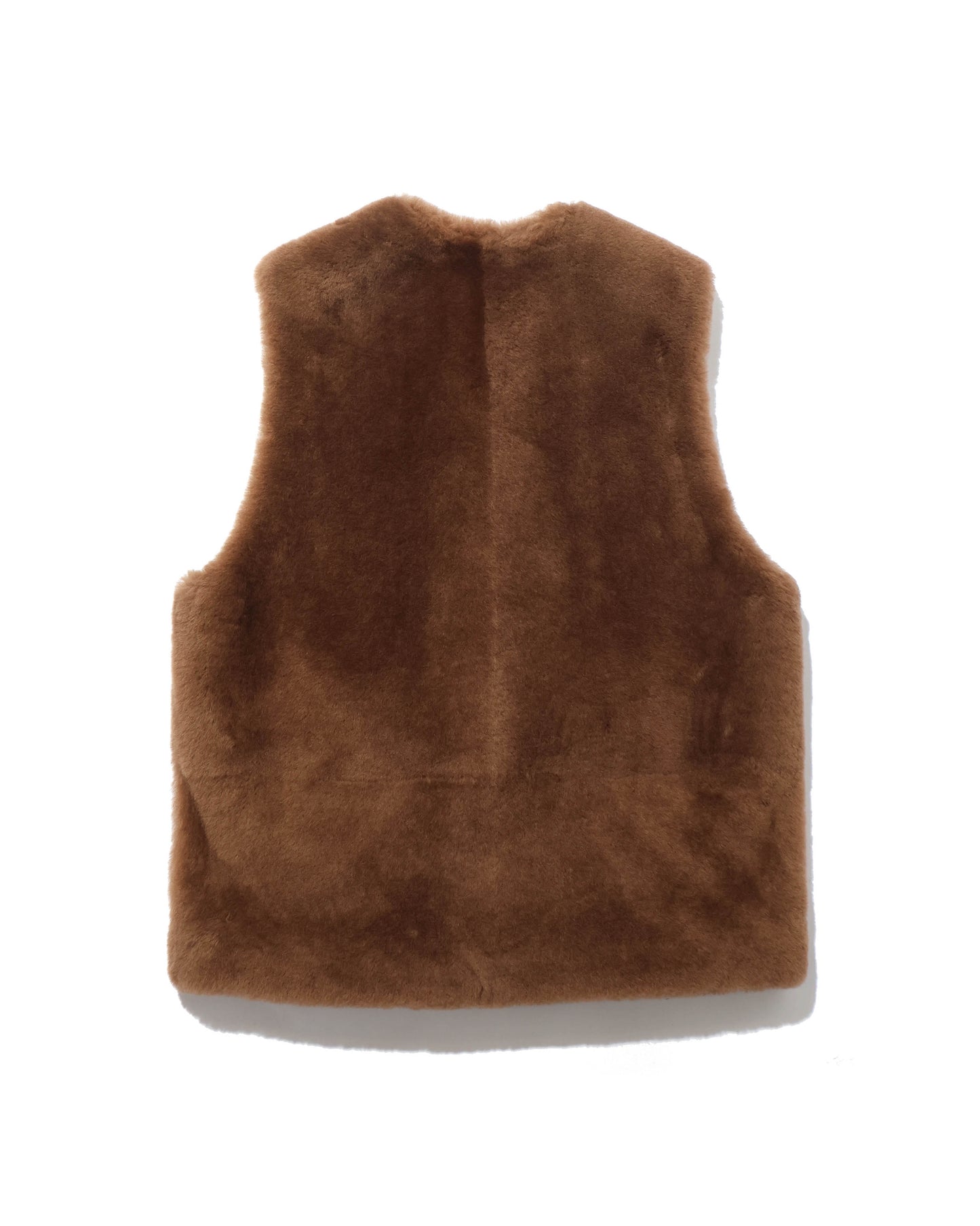 STRAIGHT MERINO MOUTON FUR VEST BROWN