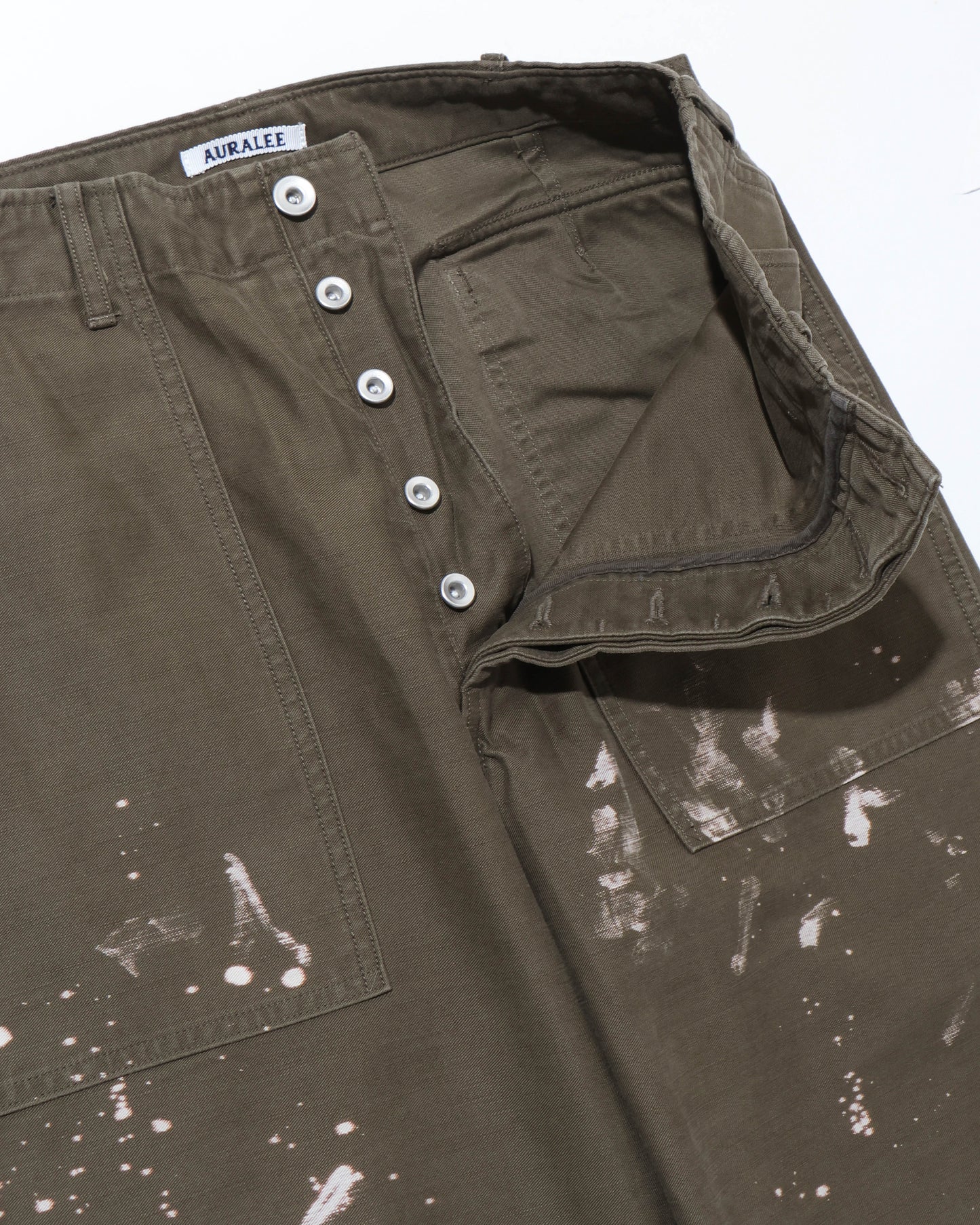 WASHED BAGGY SATIN BLEACHED BAKER PANTS KHAKI BROWN