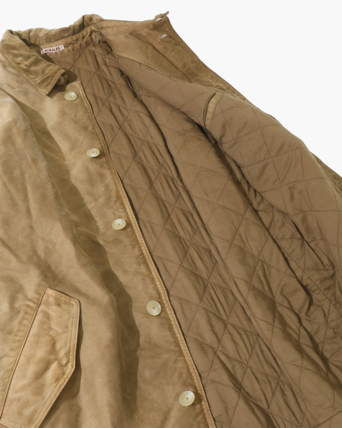GARMENT-DYED ORGANIC COTTON HEAVY MOLESKIN COAT FADED BROWN