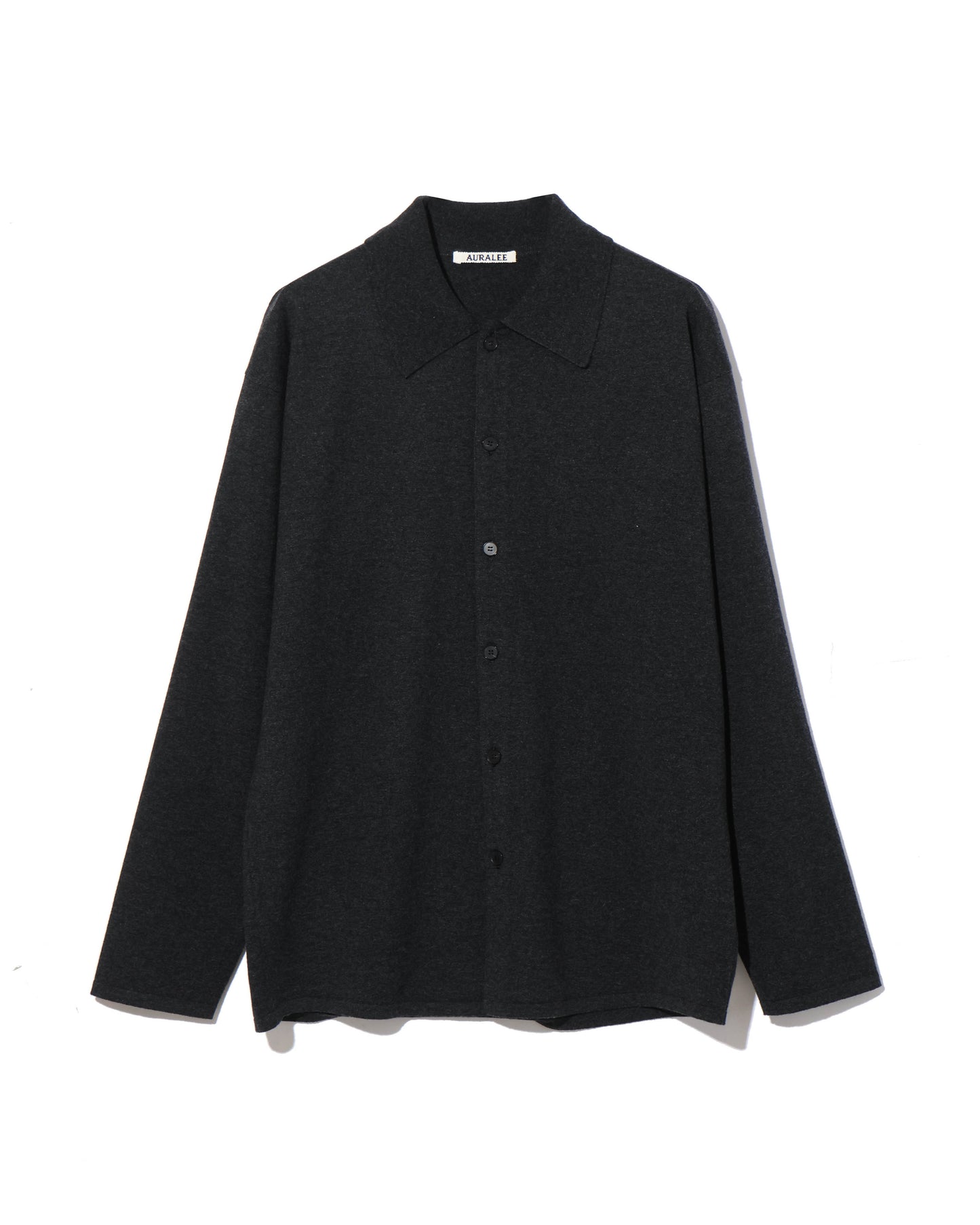 HIGH TWIST WOOL KNIT SHIRT CARDIGAN CHARCOAL
