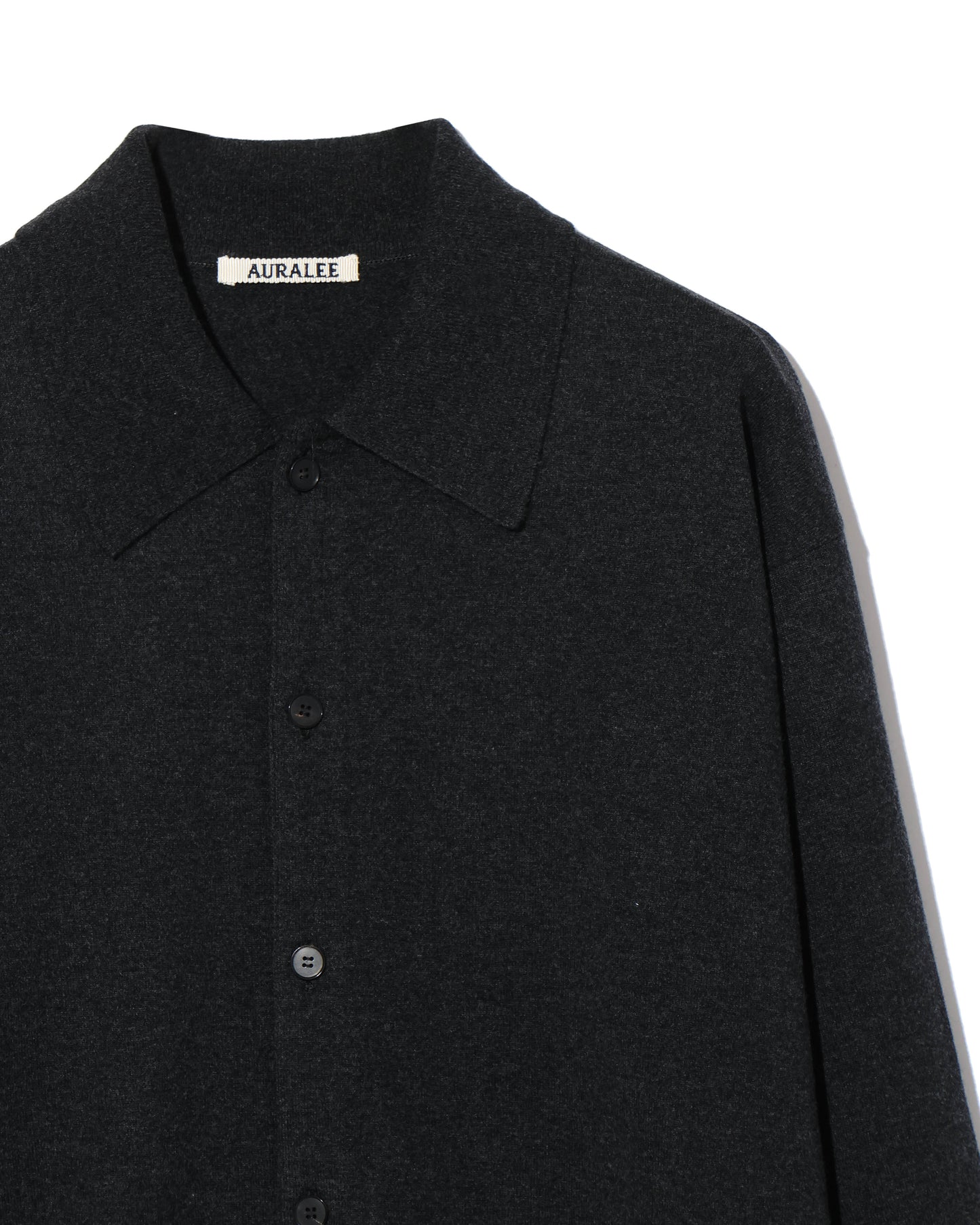 HIGH TWIST WOOL KNIT SHIRT CARDIGAN CHARCOAL