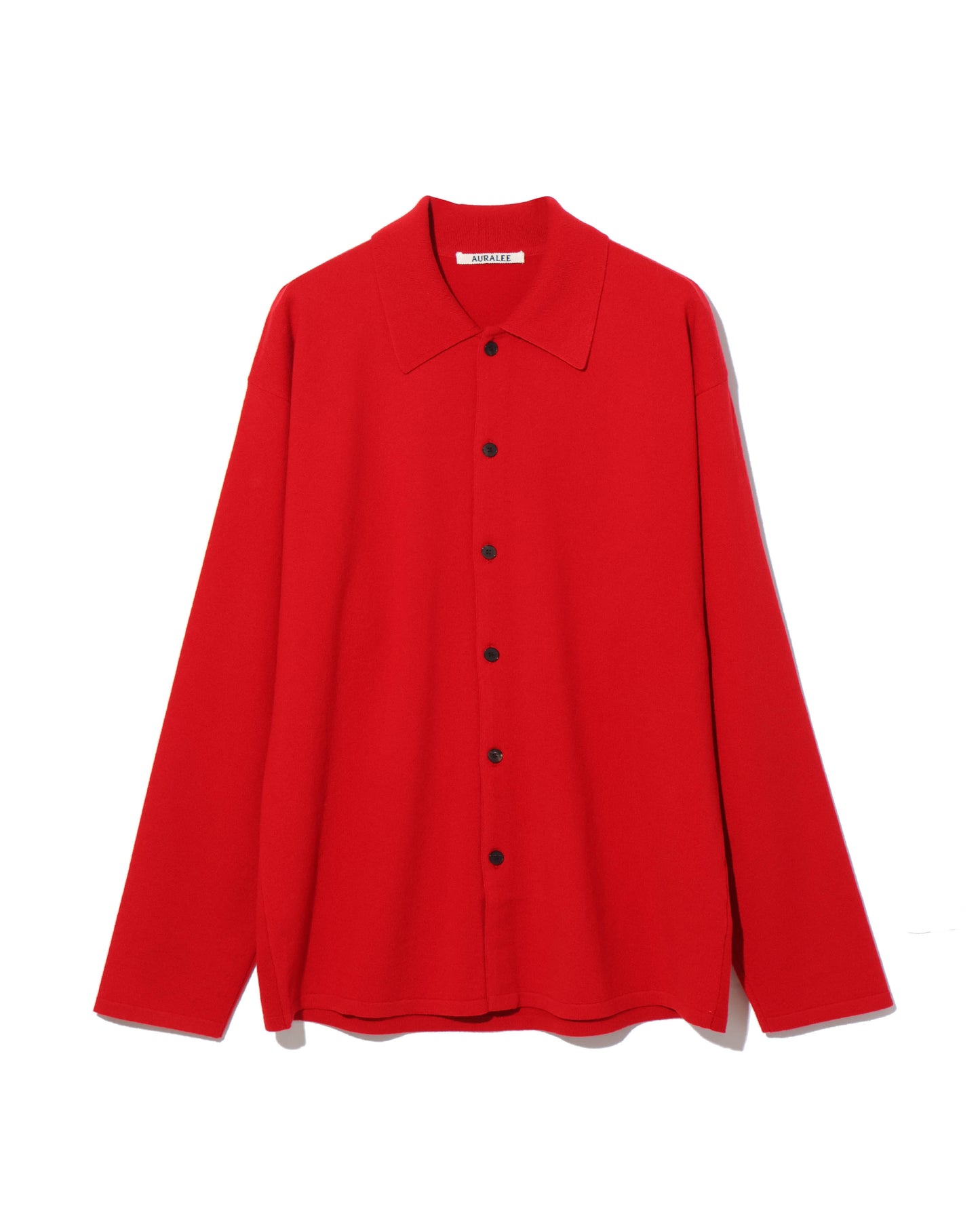 HIGH TWIST WOOL KNIT SHIRT CARDIGAN RED