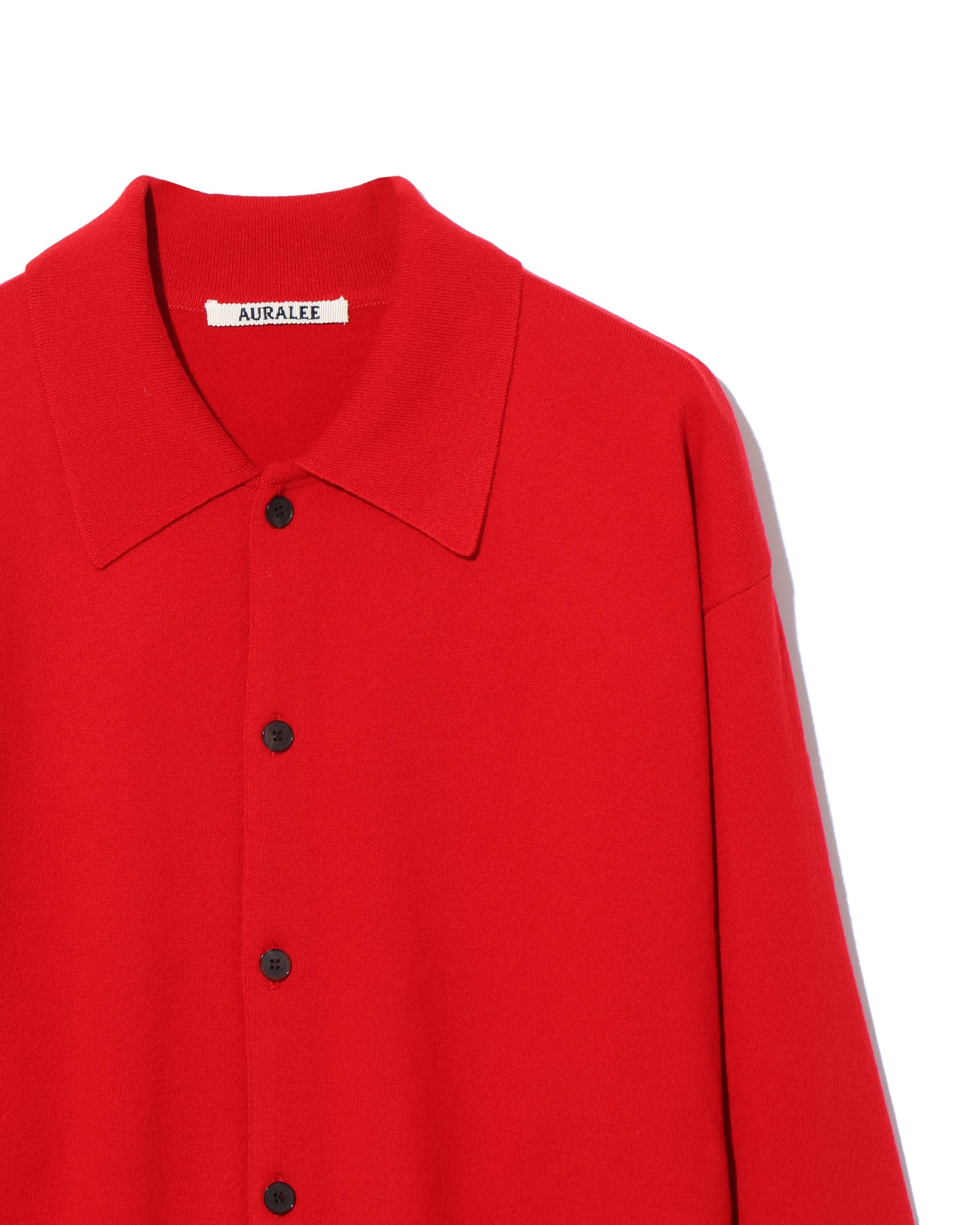HIGH TWIST WOOL KNIT SHIRT CARDIGAN RED