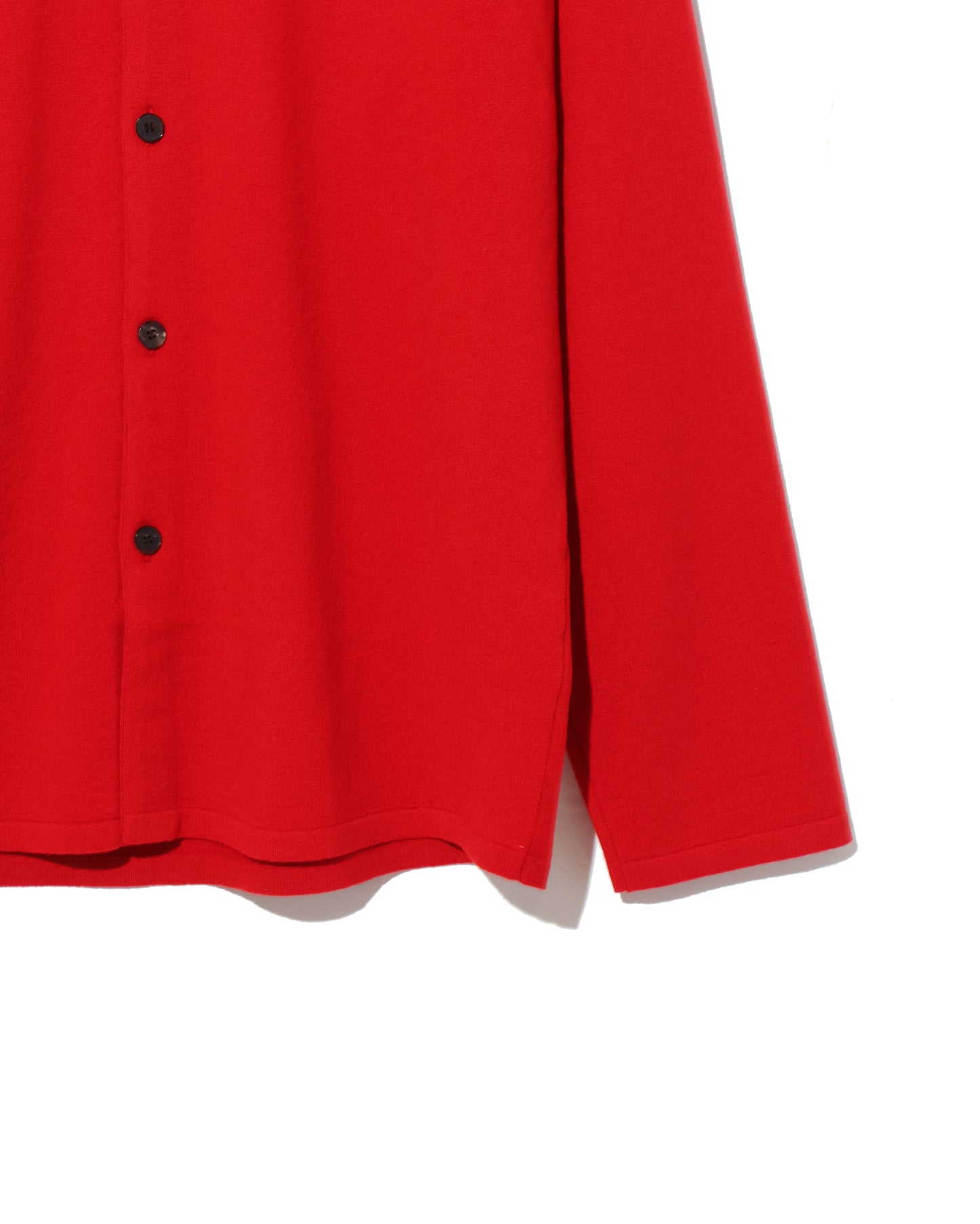 HIGH TWIST WOOL KNIT SHIRT CARDIGAN RED