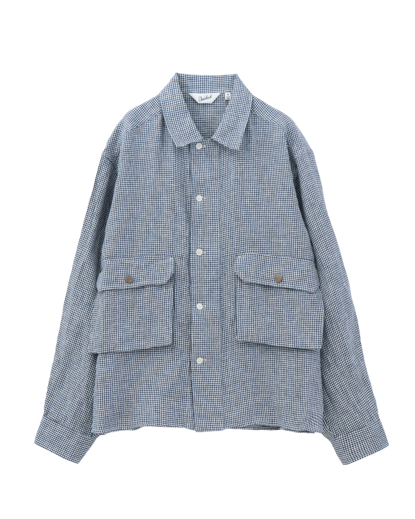 LINEN CAMP COLLAR CHECK SHIRT