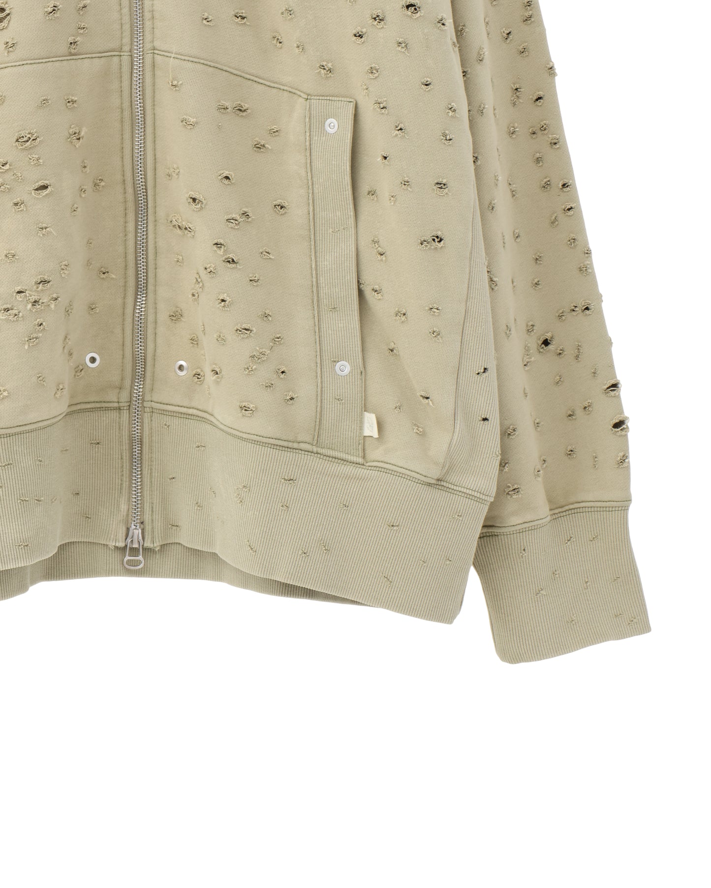 Damaged Zip Up Hoodie