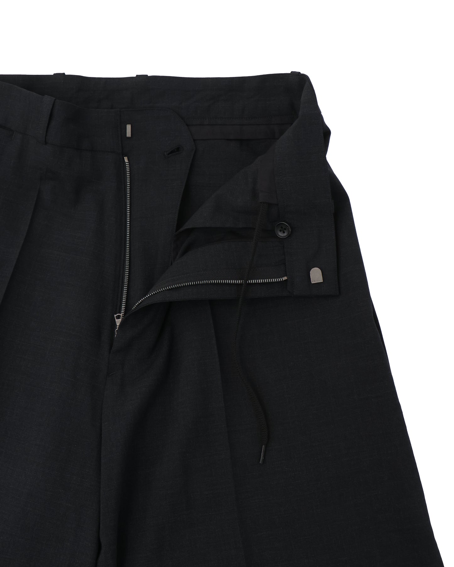 Washed Wool Voile Trousers HeatherBlack