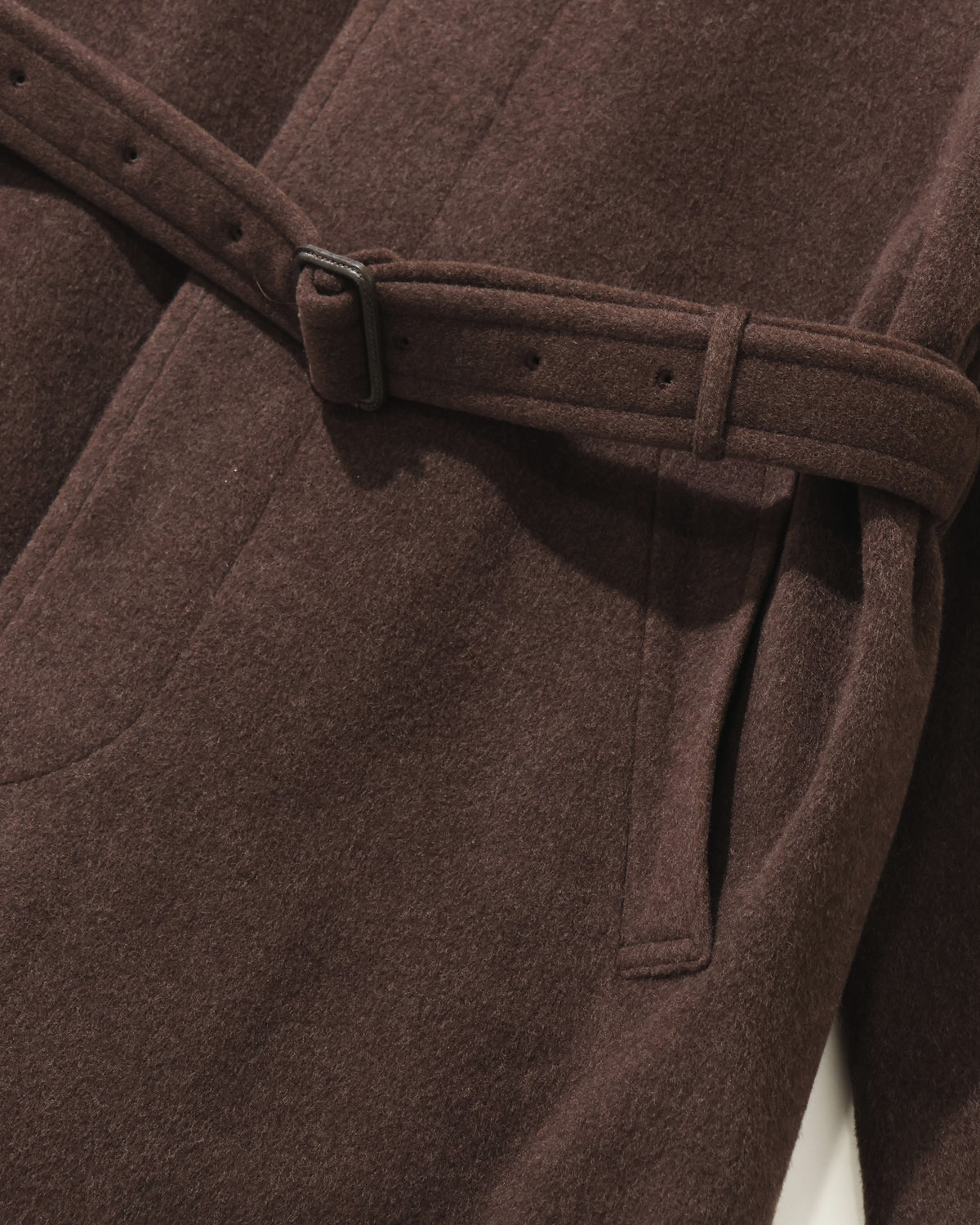 SUPER FINE WOOL MOSSER SOUTIEN COLLAR COAT TOP BROWN