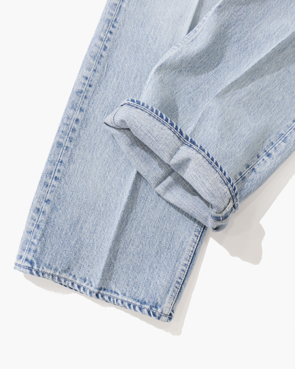 FADED HEAVY DENIM CENTRE-PLEATED PANTS FADED INDIGO