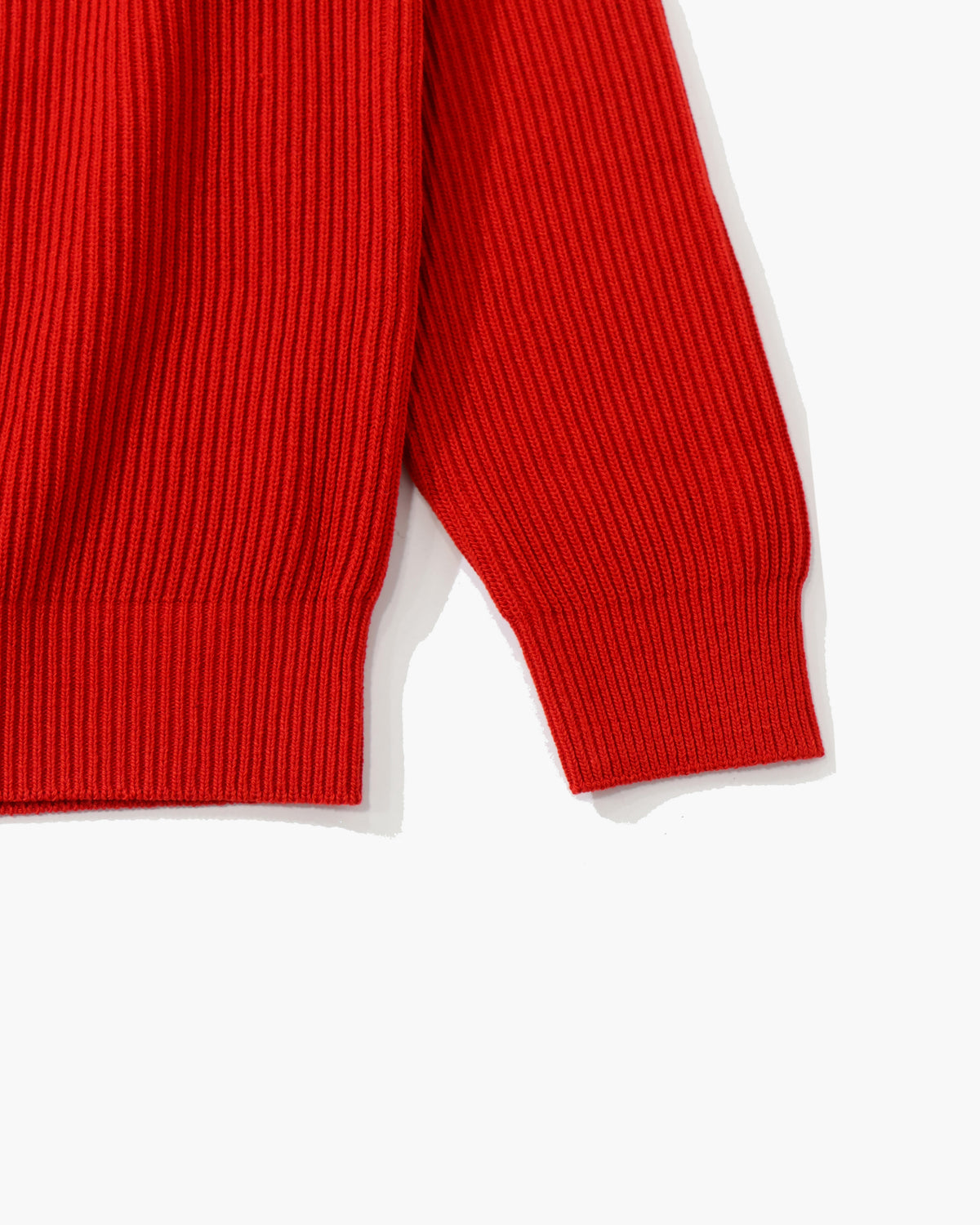 SUPER FINE WOOL RIB KNIT V-NECK P/O RED