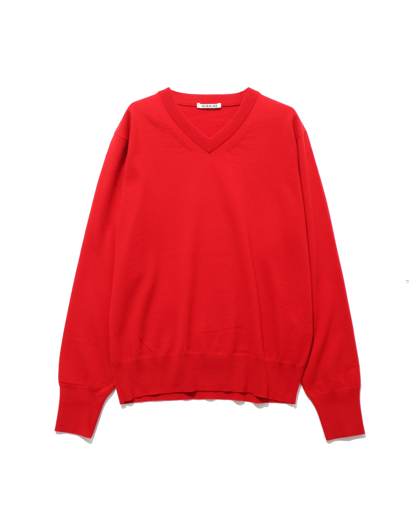 HIGH TWIST WOOL KNIT V-NECK P/O RED