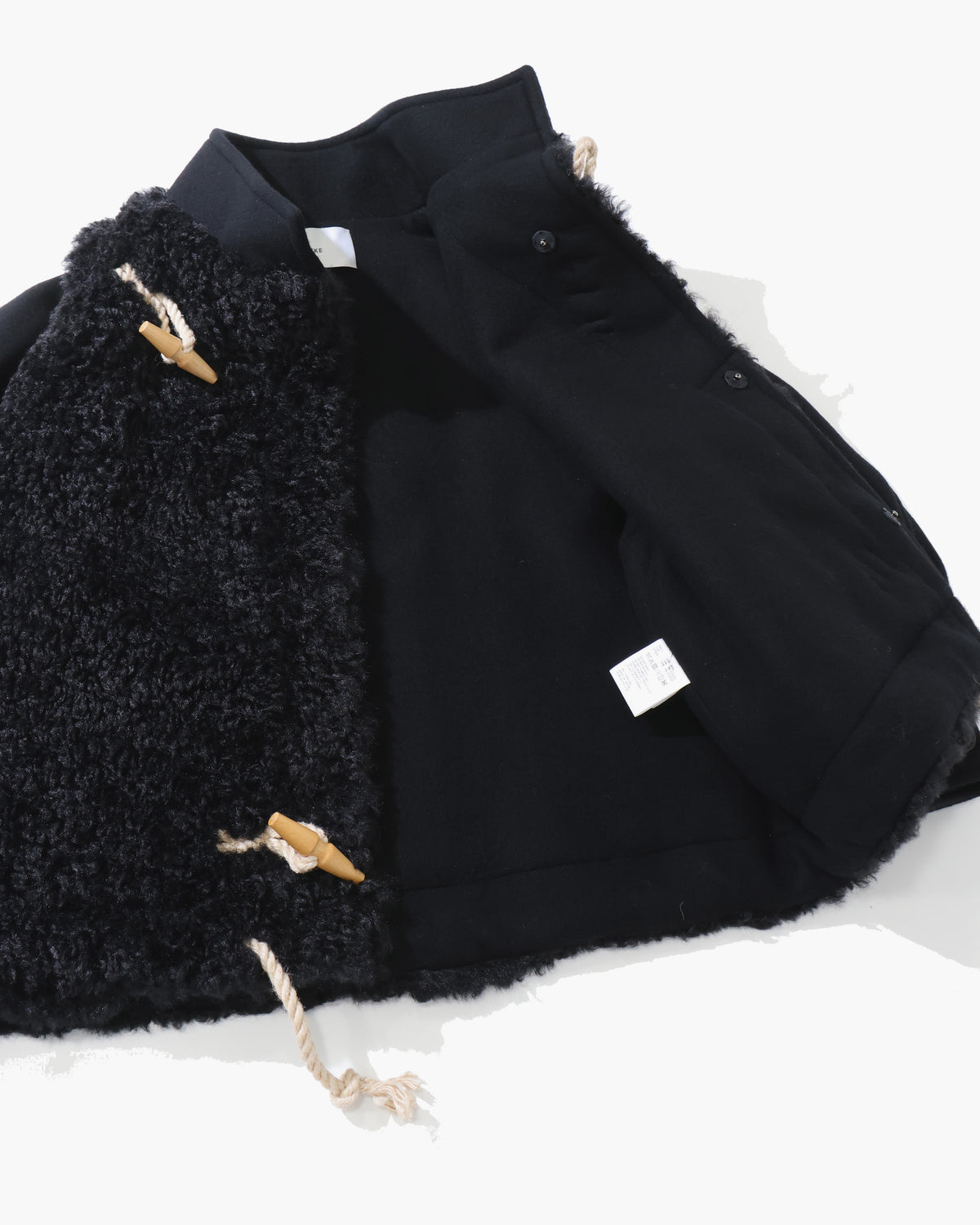 DOUBLE-FACED FAUX SHEARING DUFFEL JACKET