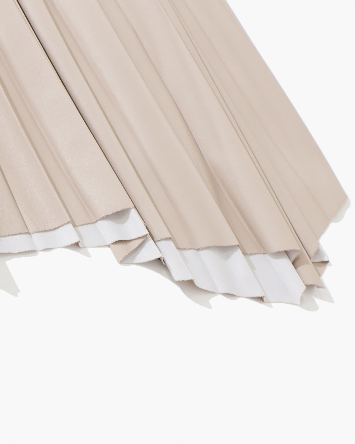 SYNTHETIC LEATHER PLEATS SKIRT